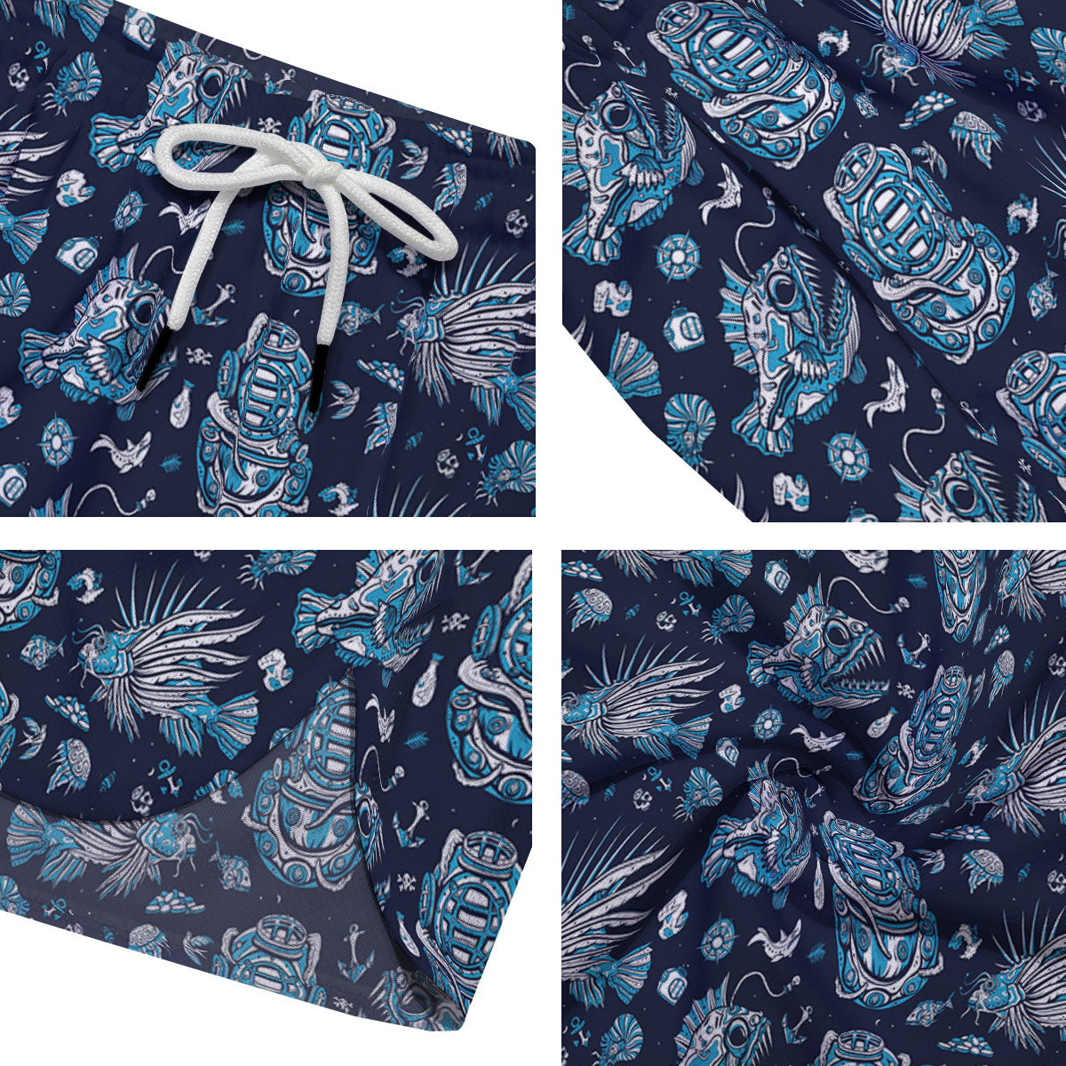 Underwater Blue Tattoo Print Pattern Men's Running Shorts-grizzshop