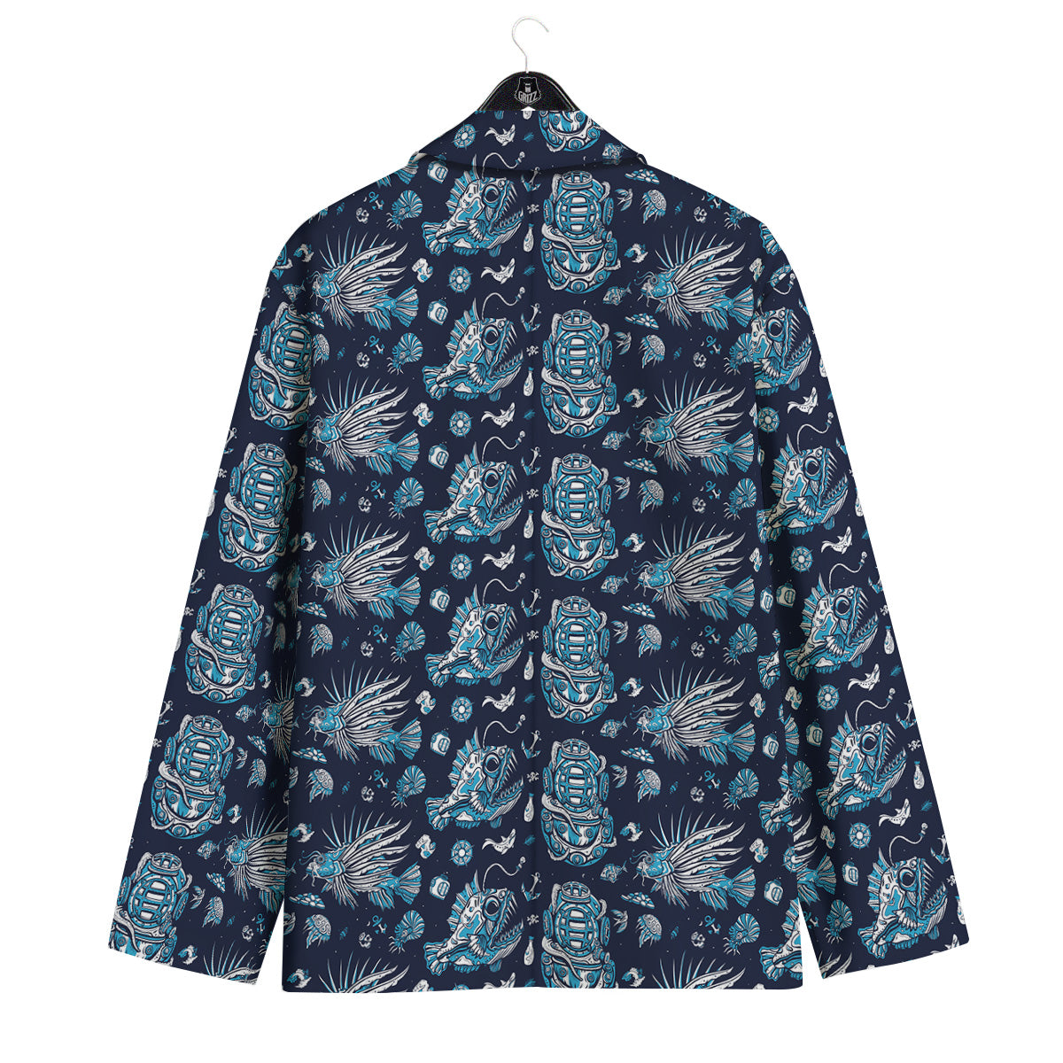 Underwater Blue Tattoo Print Pattern Men's Sport Coat-grizzshop