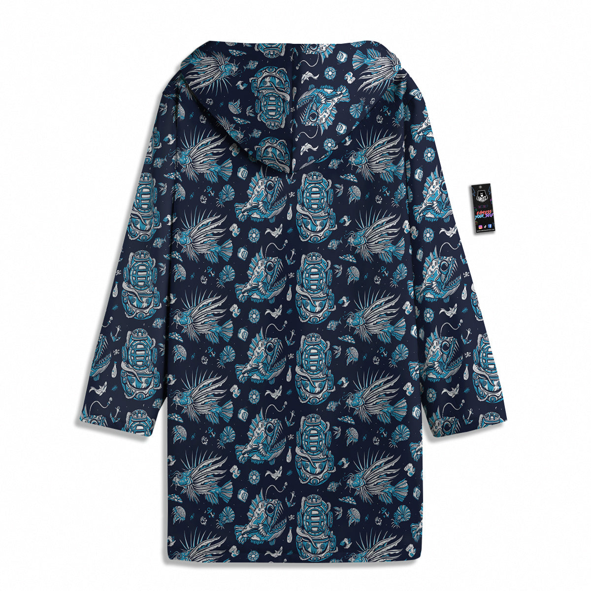 Underwater Blue Tattoo Print Pattern Men's Windbreaker Jacket-grizzshop