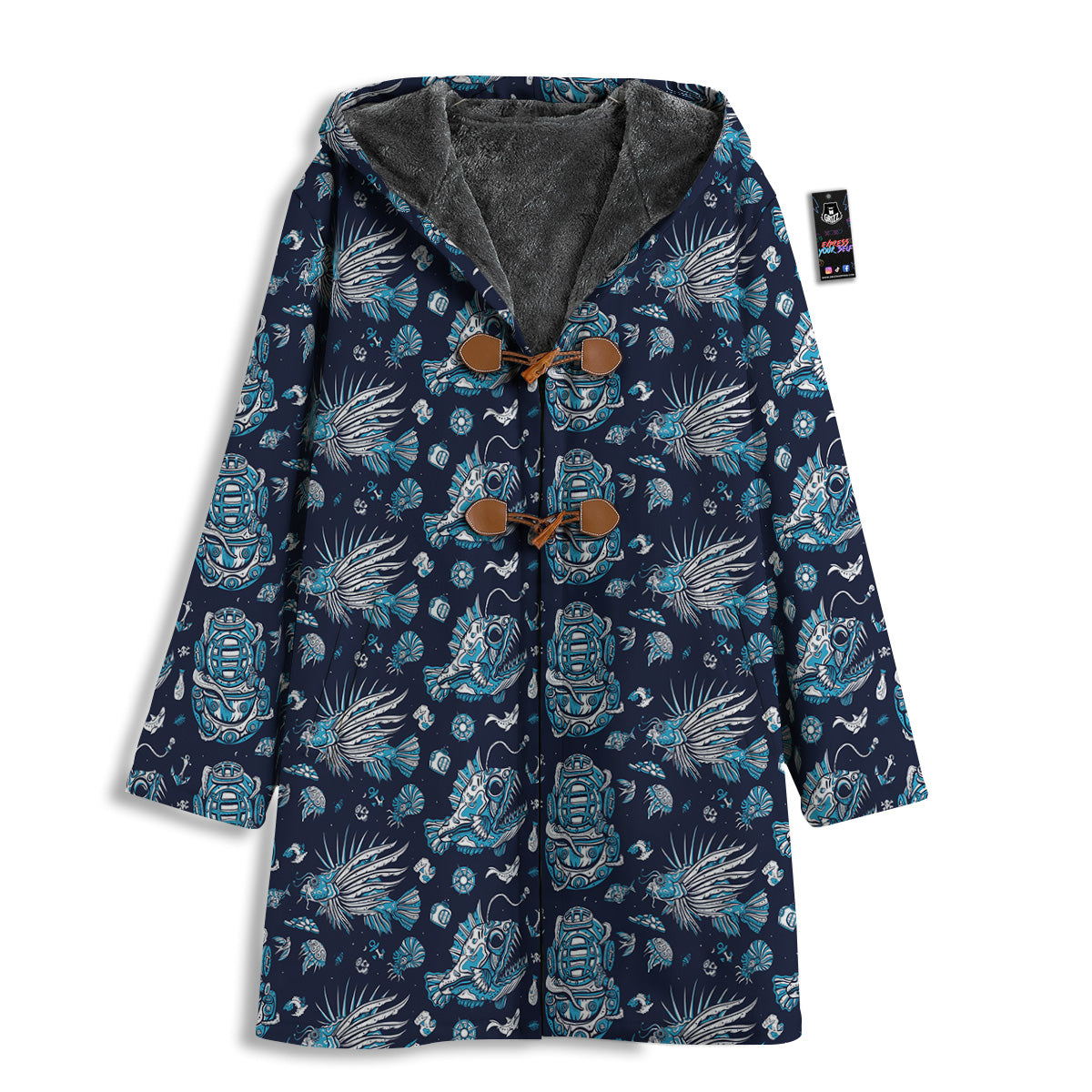 Underwater Blue Tattoo Print Pattern Men's Windbreaker Jacket-grizzshop