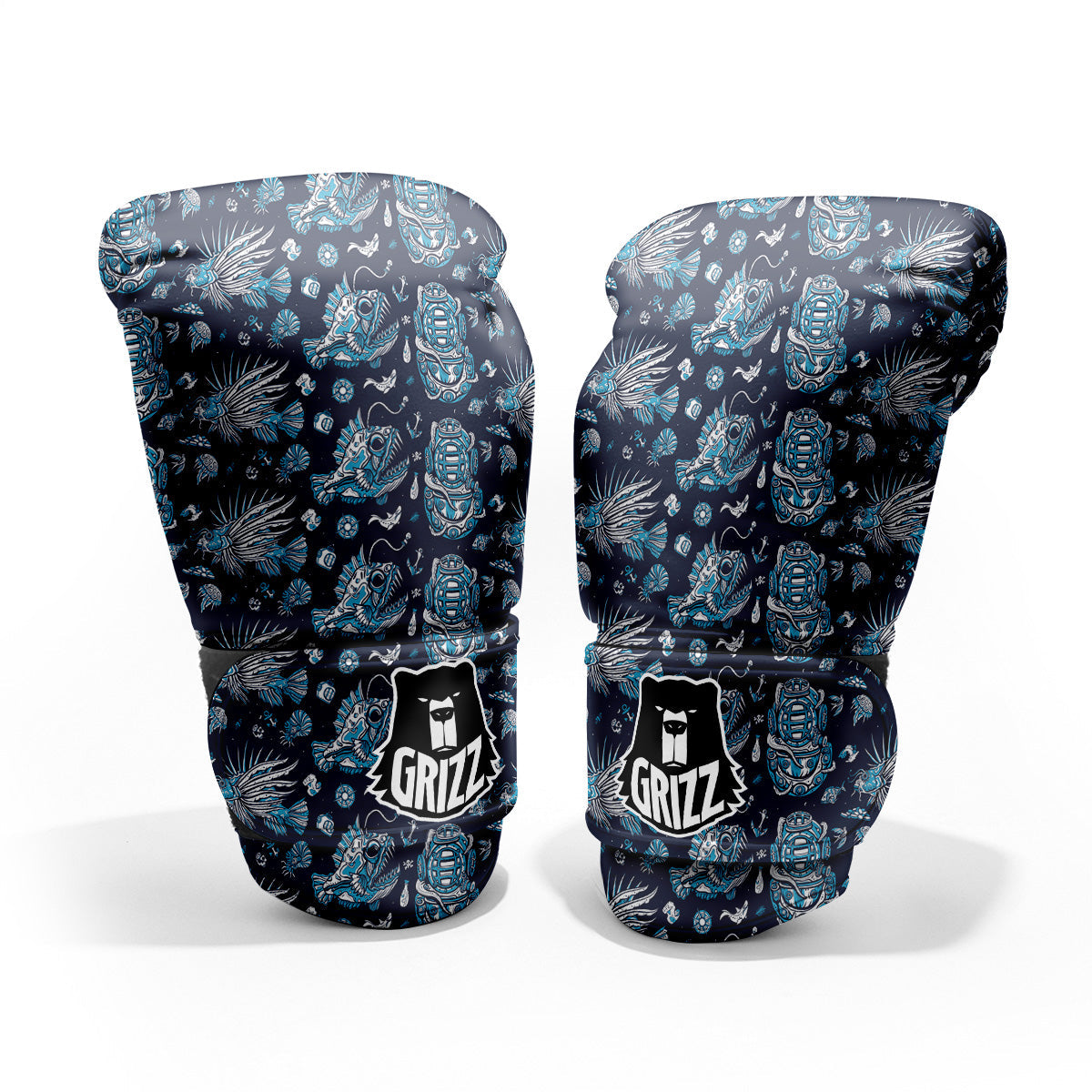Underwater Blue Tattoo Print Pattern Pro Boxing Glove