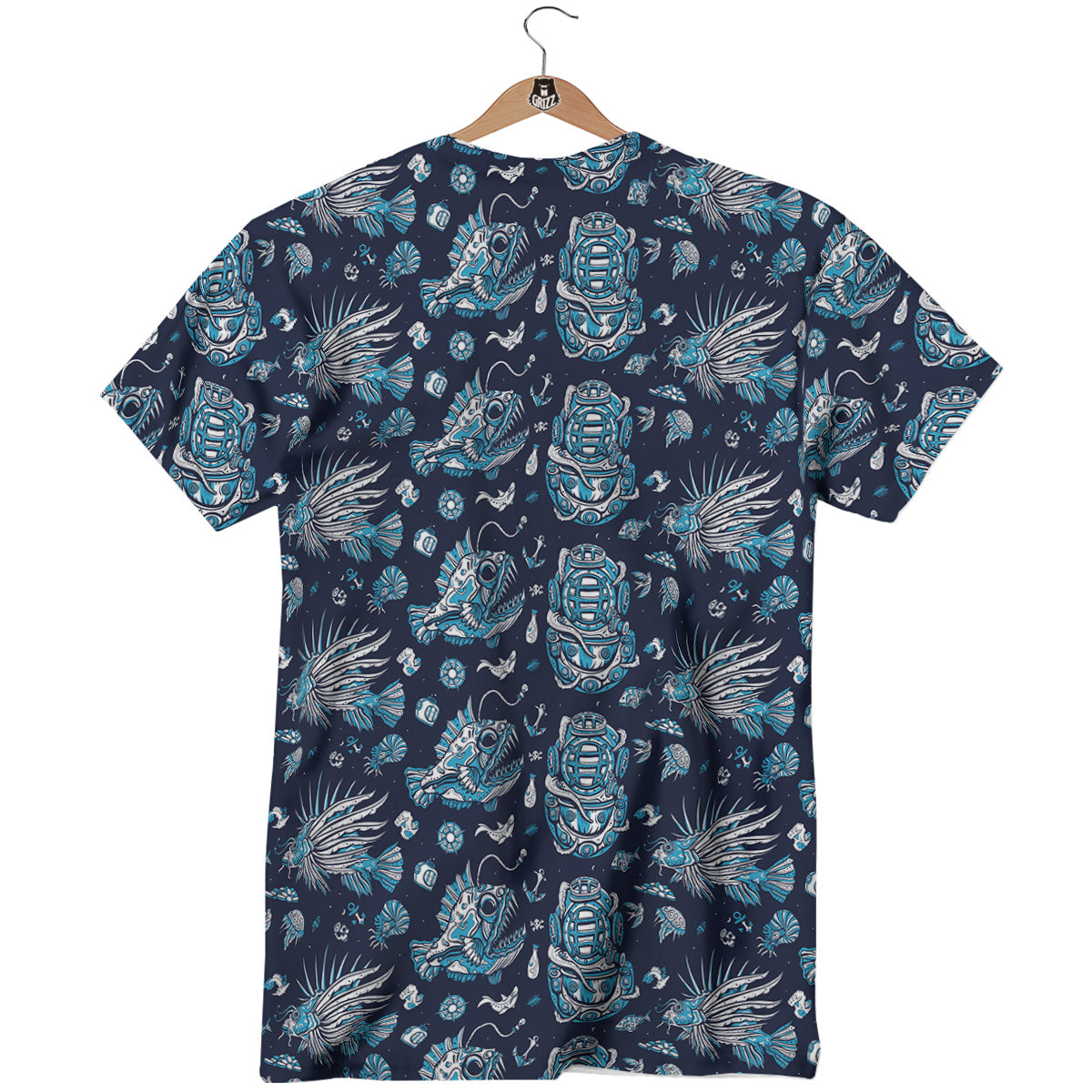 Underwater Blue Tattoo Print Pattern T-Shirt-grizzshop