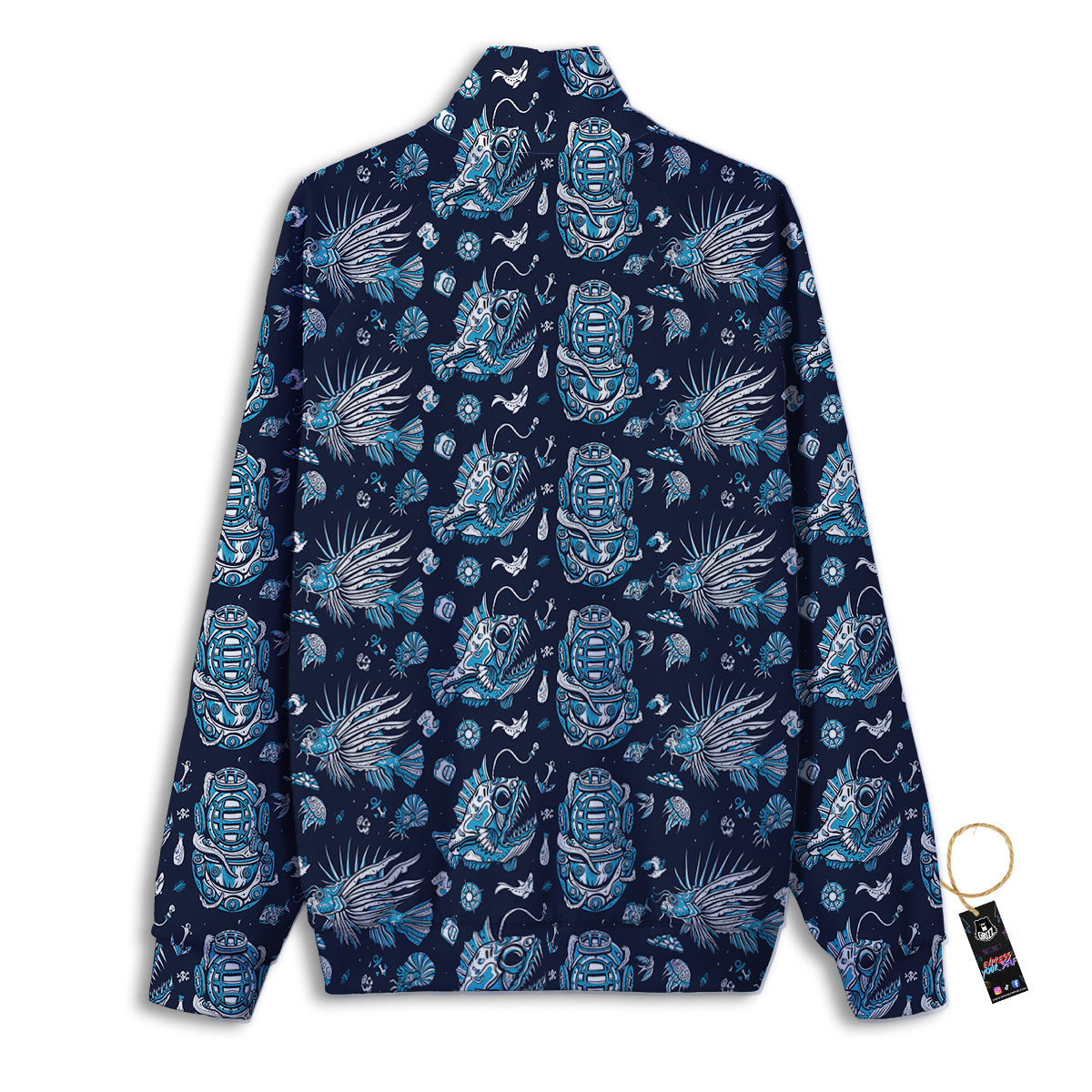 Underwater Blue Tattoo Print Pattern Track Jacket-grizzshop