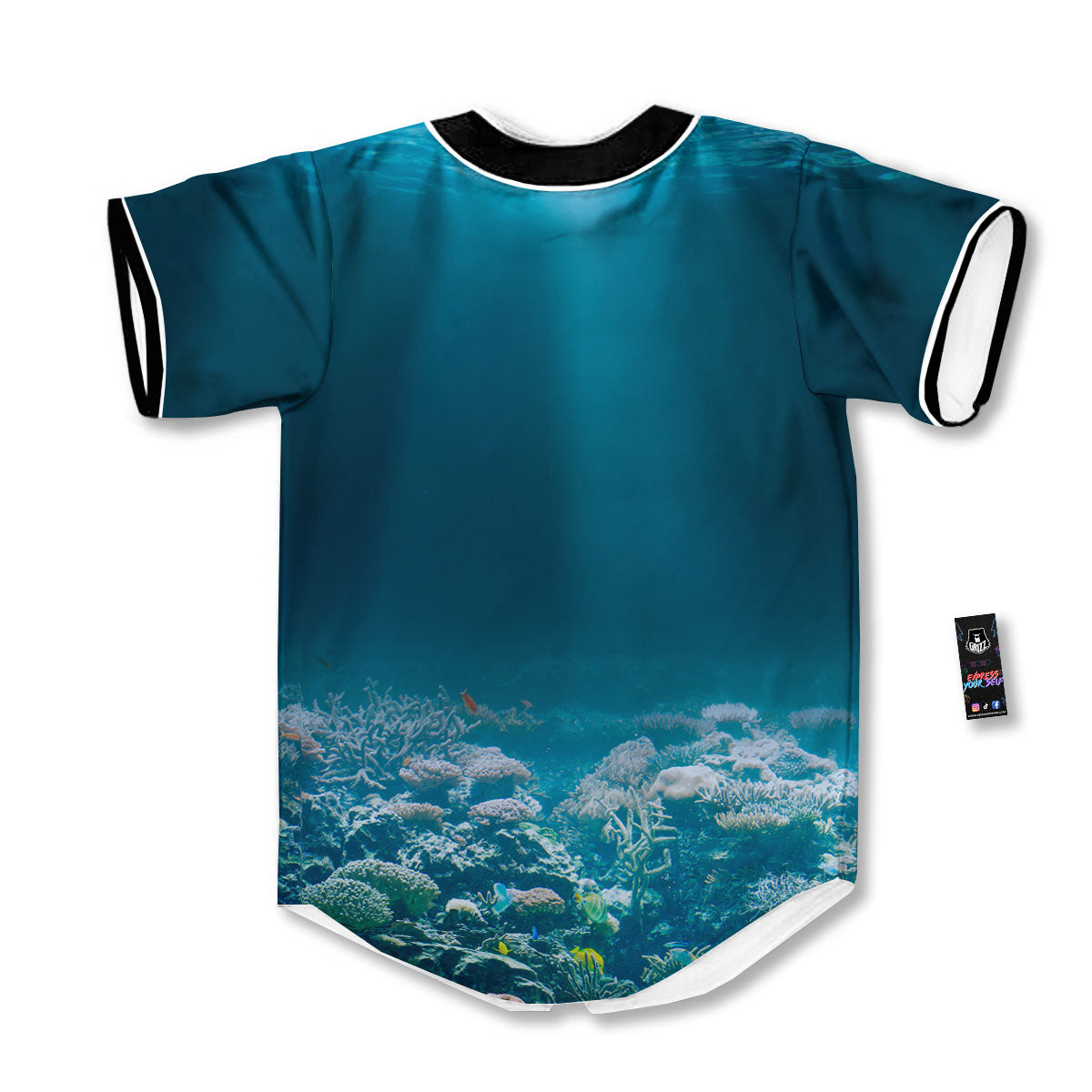 Underwater Ocean Print Baseball Jersey-grizzshop