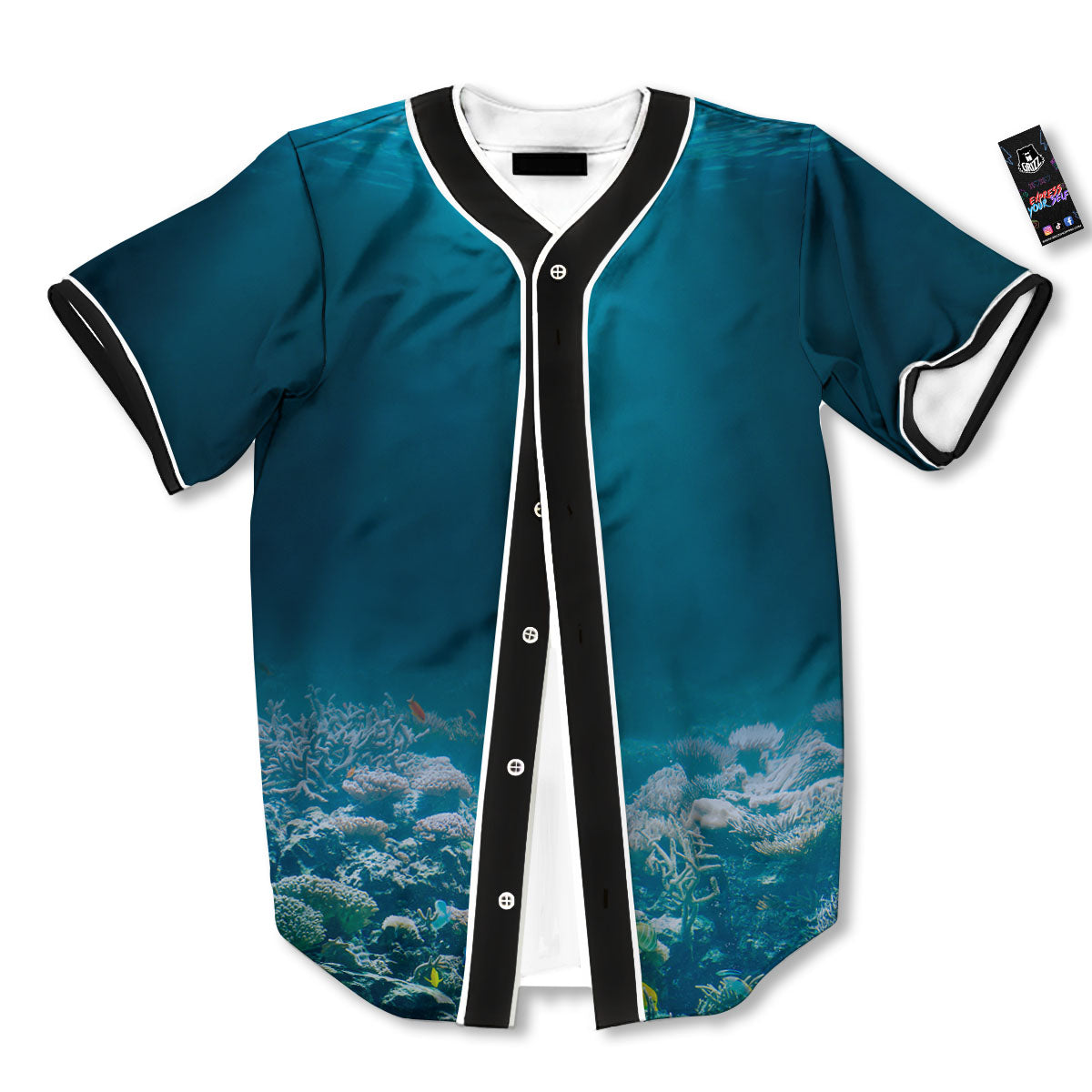 Underwater Ocean Print Baseball Jersey-grizzshop