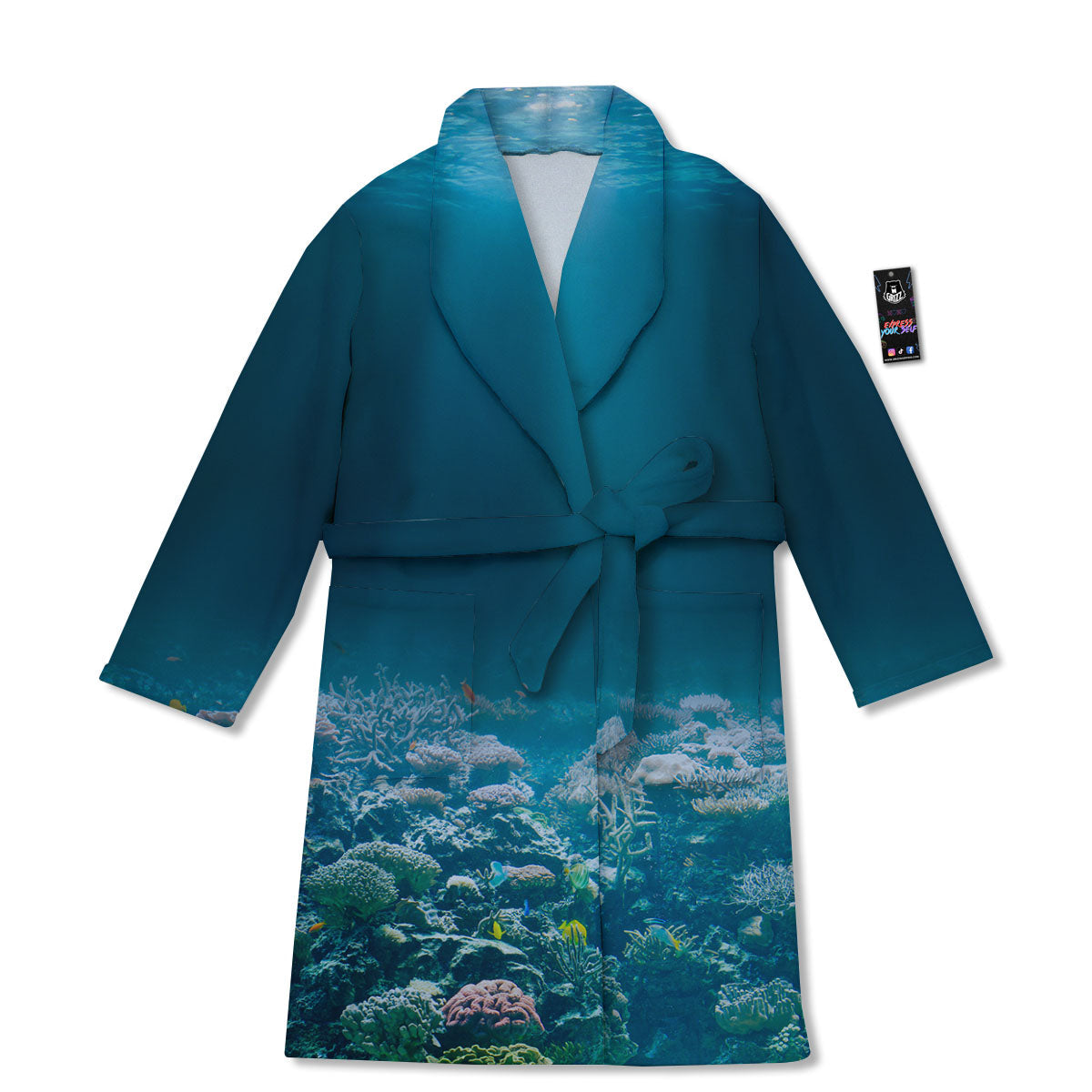 Underwater Ocean Print Bathrobe-grizzshop