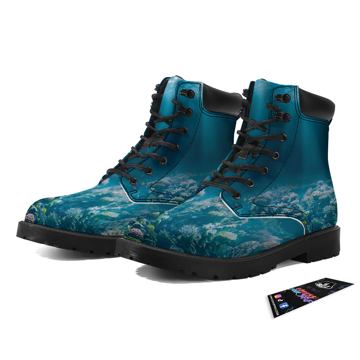 Underwater Ocean Print Boots-grizzshop