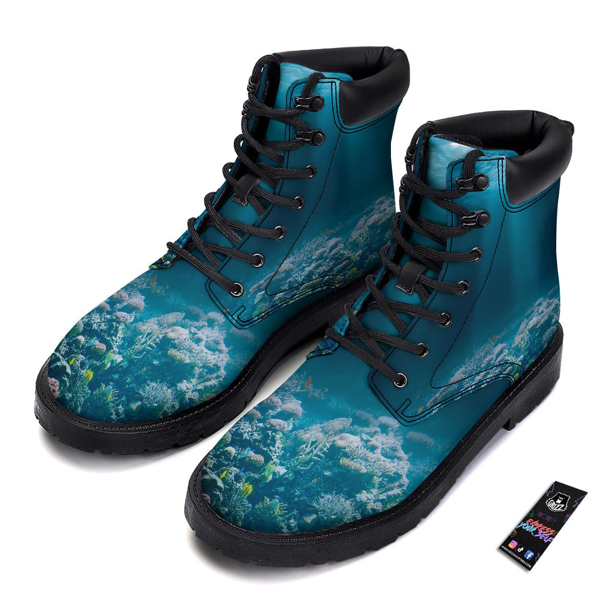 Underwater Ocean Print Boots-grizzshop