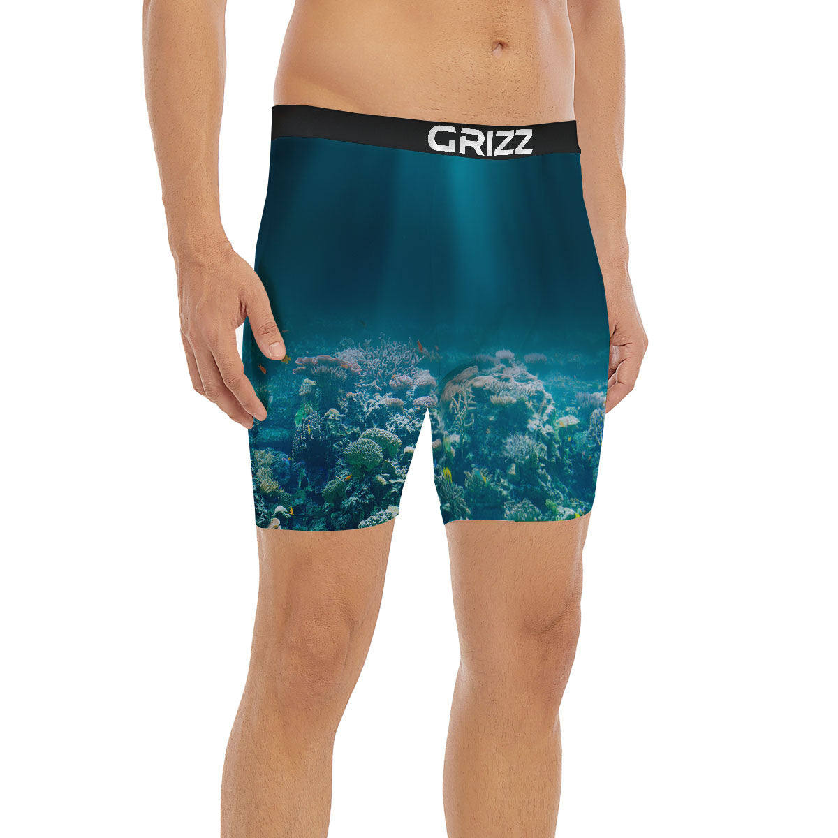 Underwater Ocean Print Boxer Briefs-grizzshop