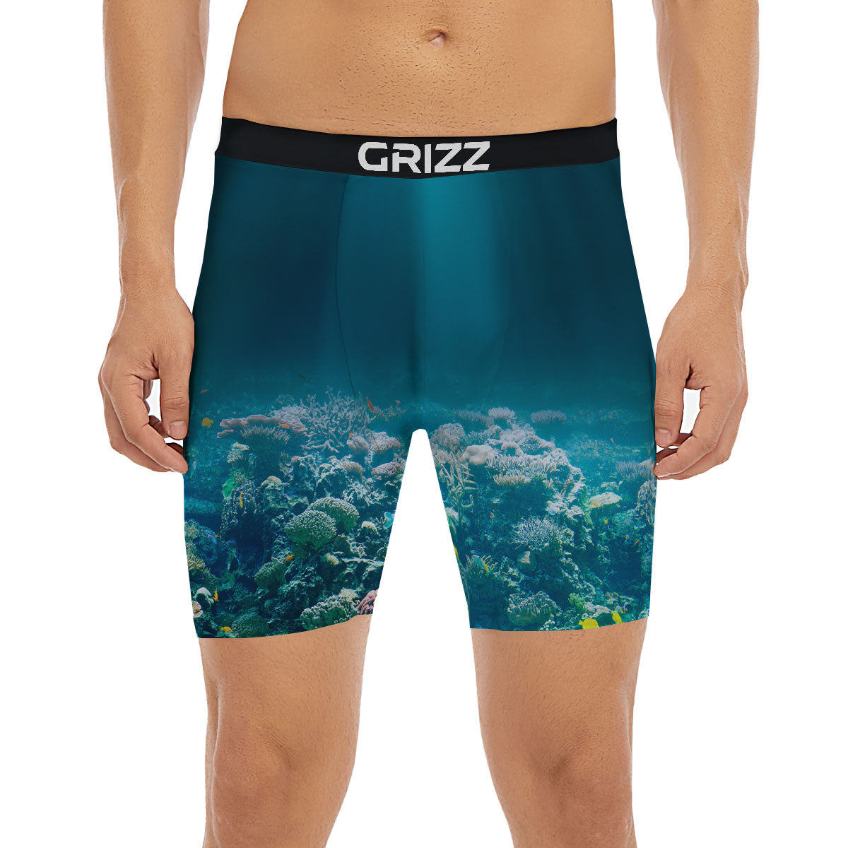 Underwater Ocean Print Boxer Briefs-grizzshop