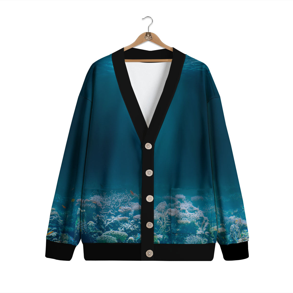 Underwater Ocean Print Cardigan-grizzshop