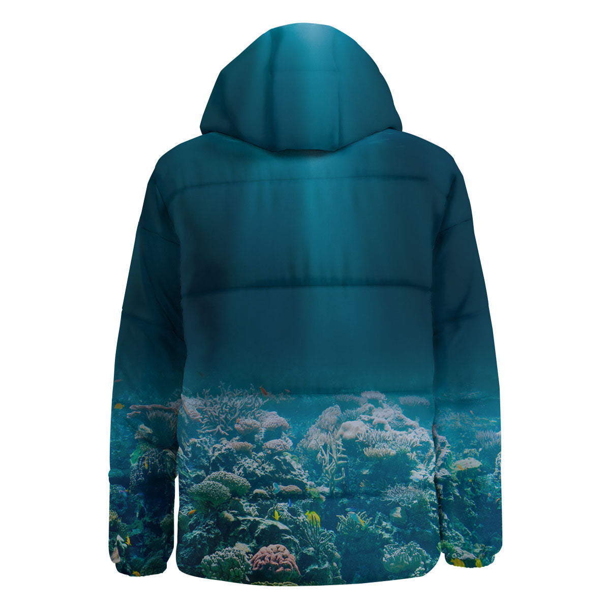 Underwater Ocean Print Down Jacket-grizzshop
