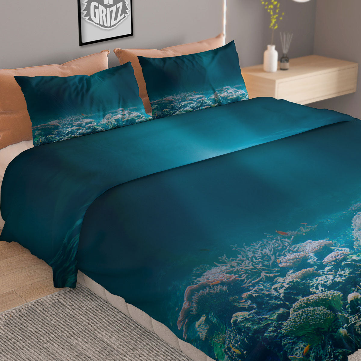 Underwater Ocean Print Duvet Cover Bedding Set