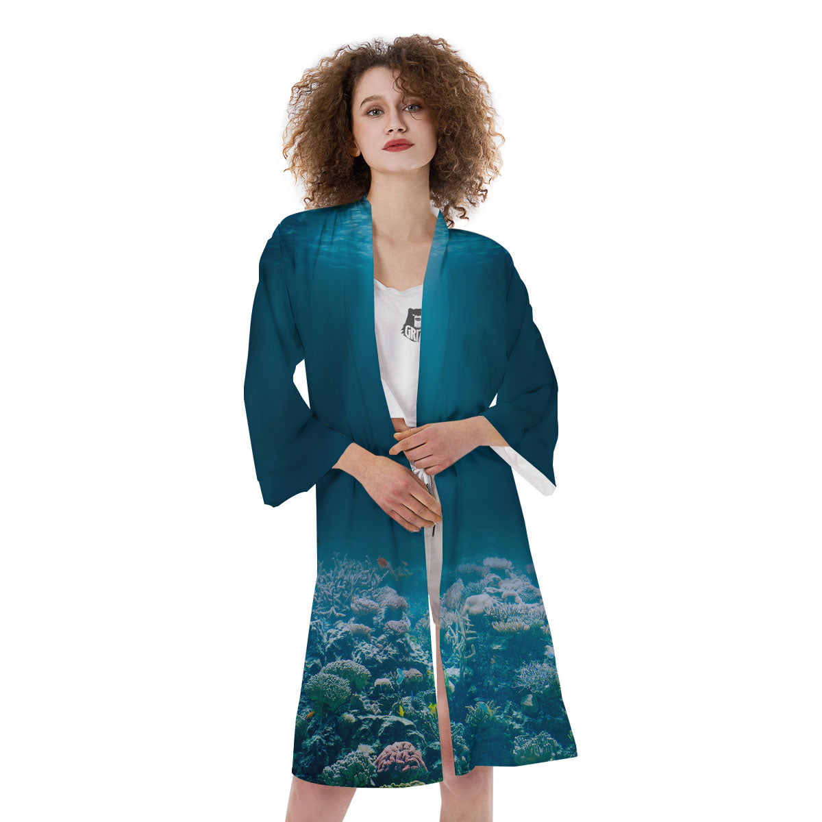Underwater Ocean Print Kimono-grizzshop