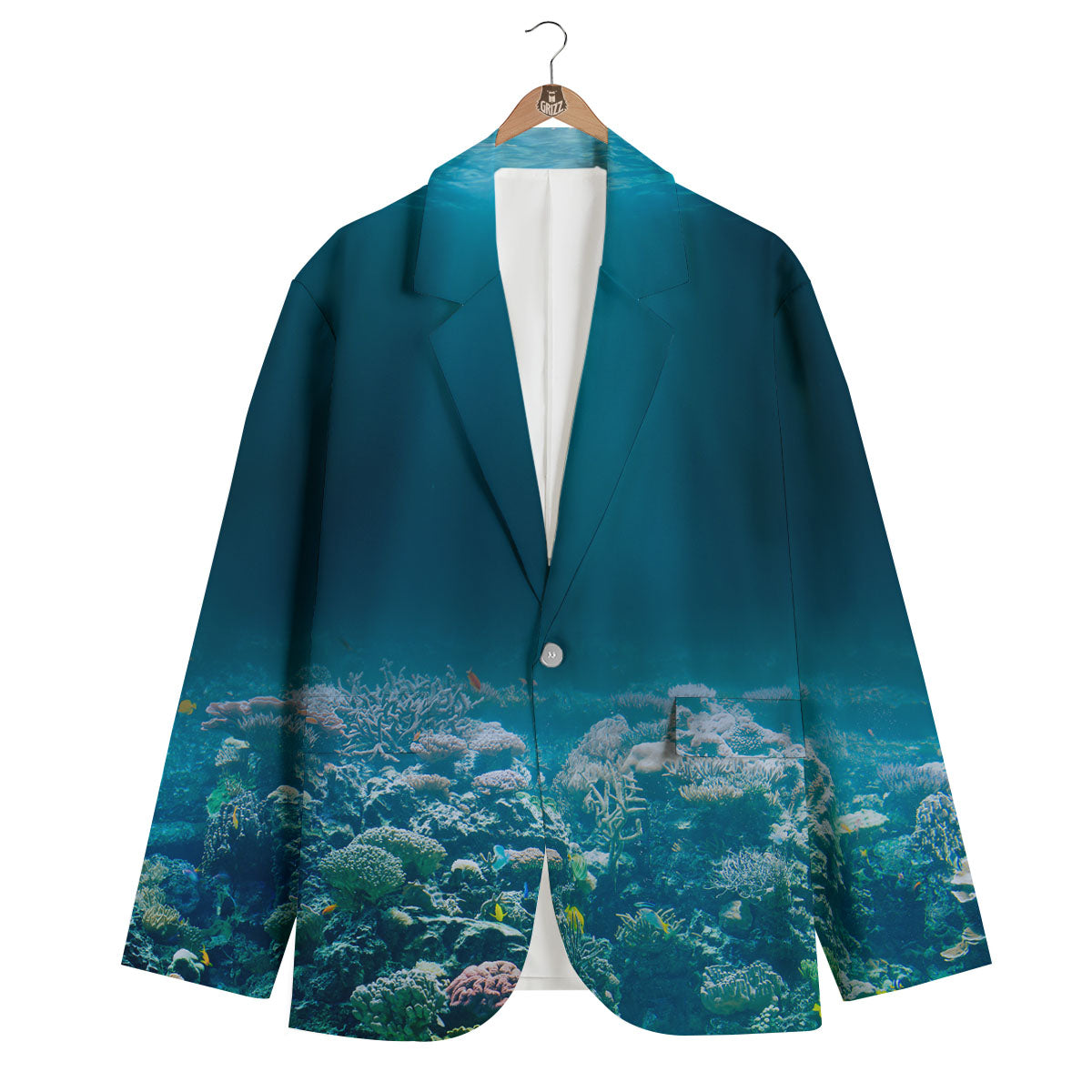Underwater Ocean Print Men's Blazer-grizzshop