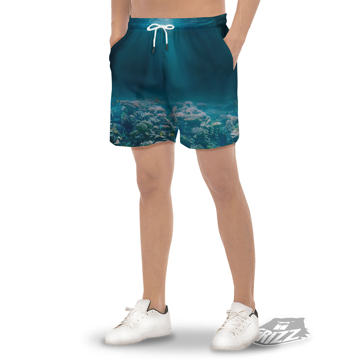 Underwater Ocean Print Men's Gym Shorts-grizzshop
