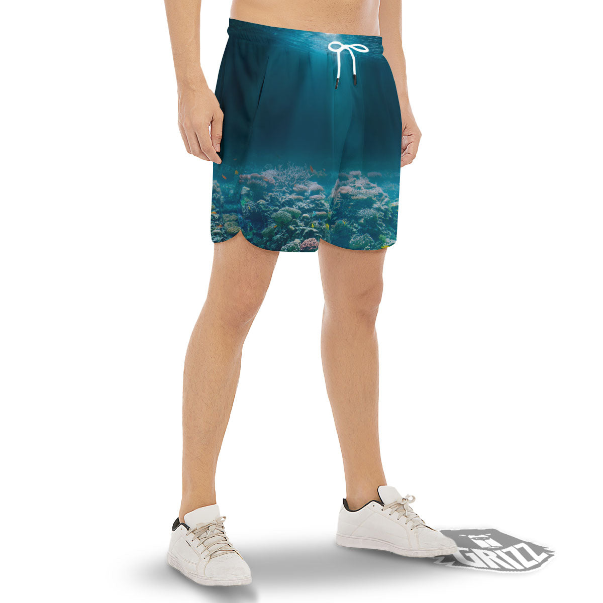 Underwater Ocean Print Men's Gym Shorts-grizzshop