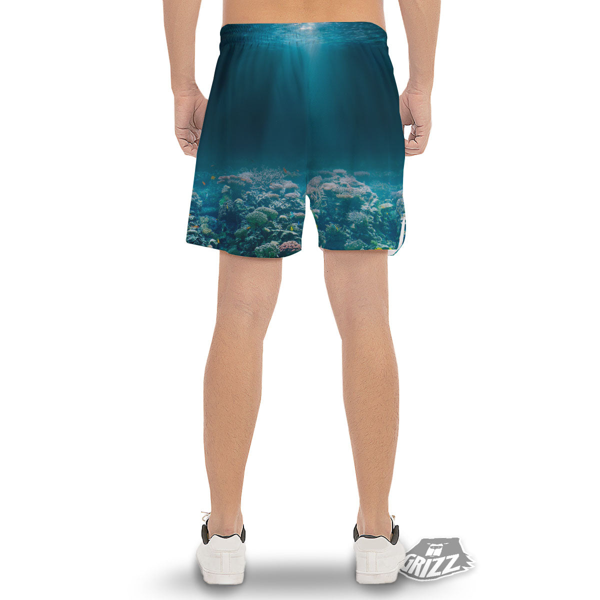 Underwater Ocean Print Men's Gym Shorts-grizzshop
