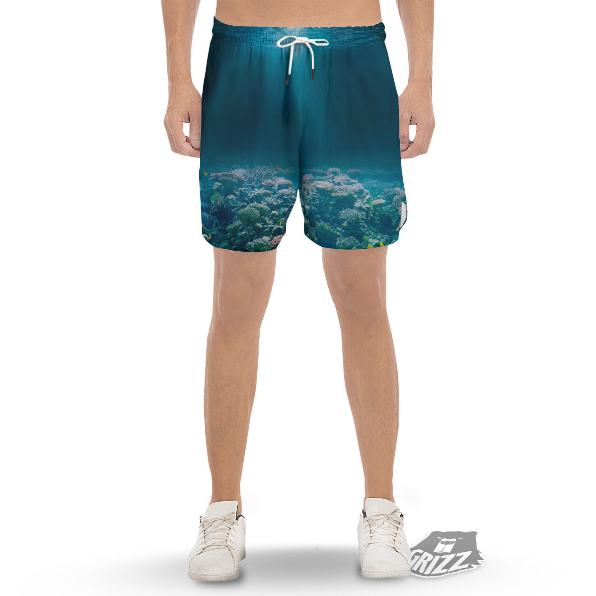 Underwater Ocean Print Men's Gym Shorts-grizzshop