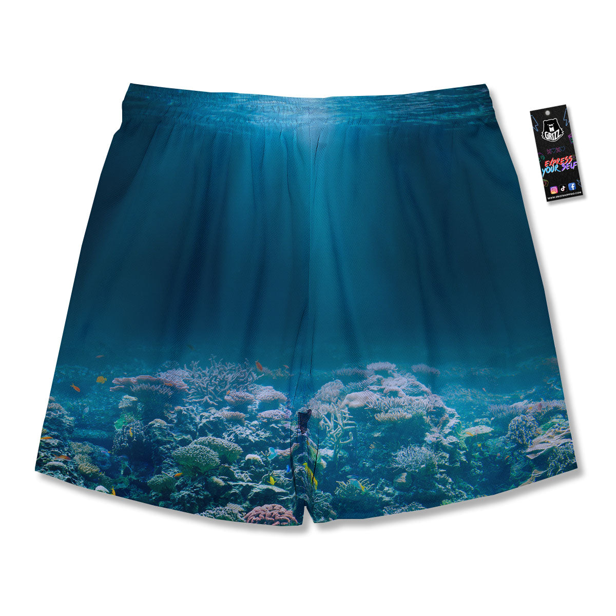Underwater Ocean Print Men's Running Shorts-grizzshop