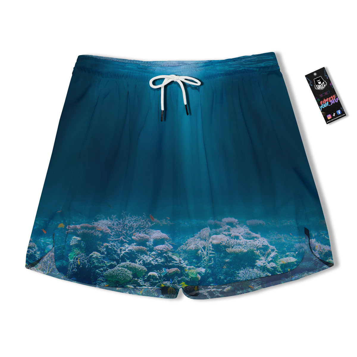 Underwater Ocean Print Men's Running Shorts-grizzshop