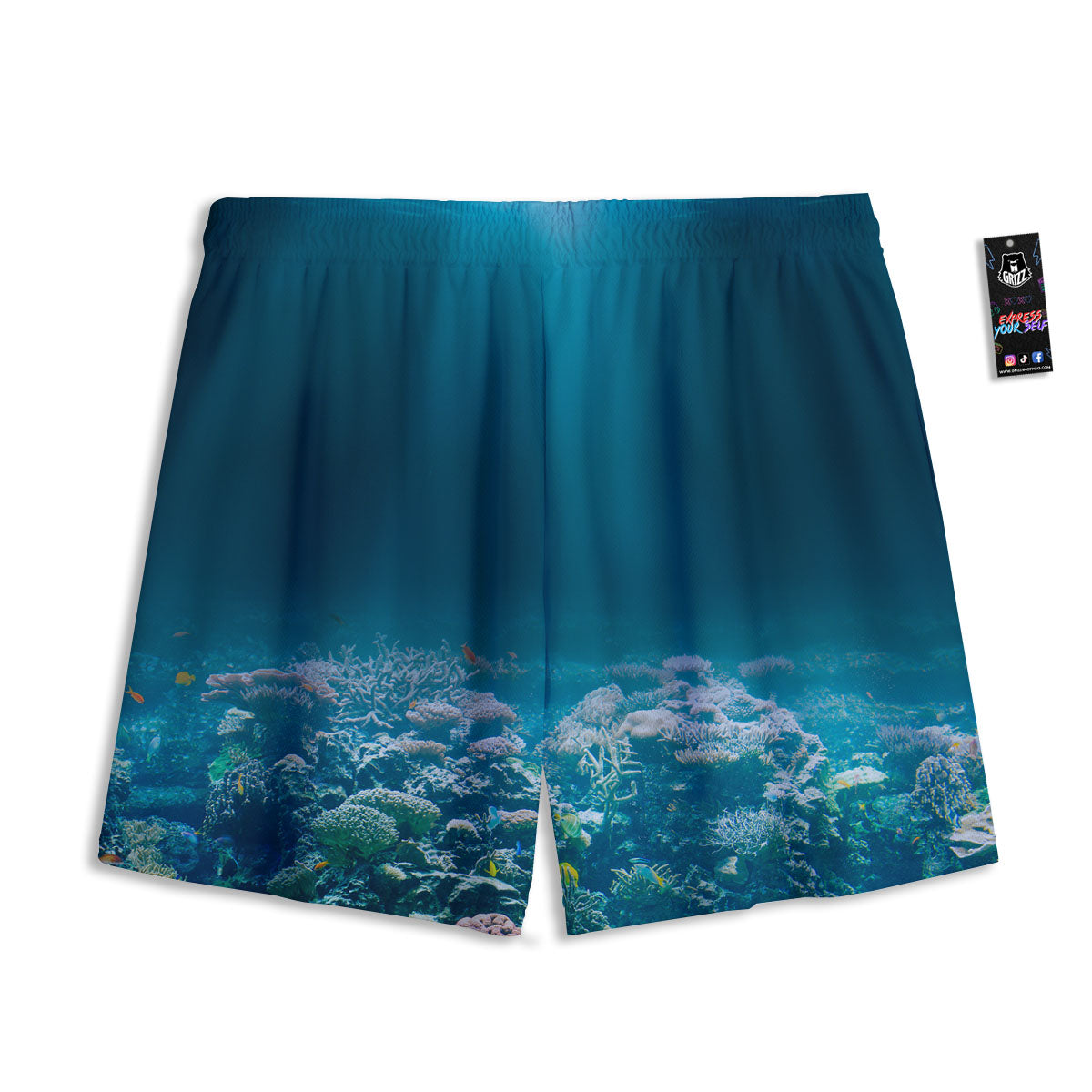 Underwater Ocean Print Mesh Shorts
