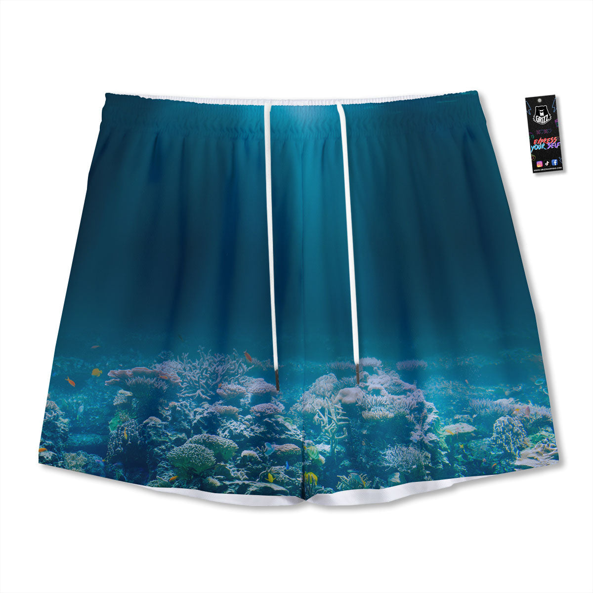 Underwater Ocean Print Mesh Shorts