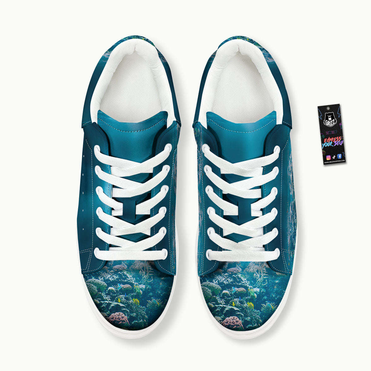 Underwater Ocean Print Platform Shoes-grizzshop