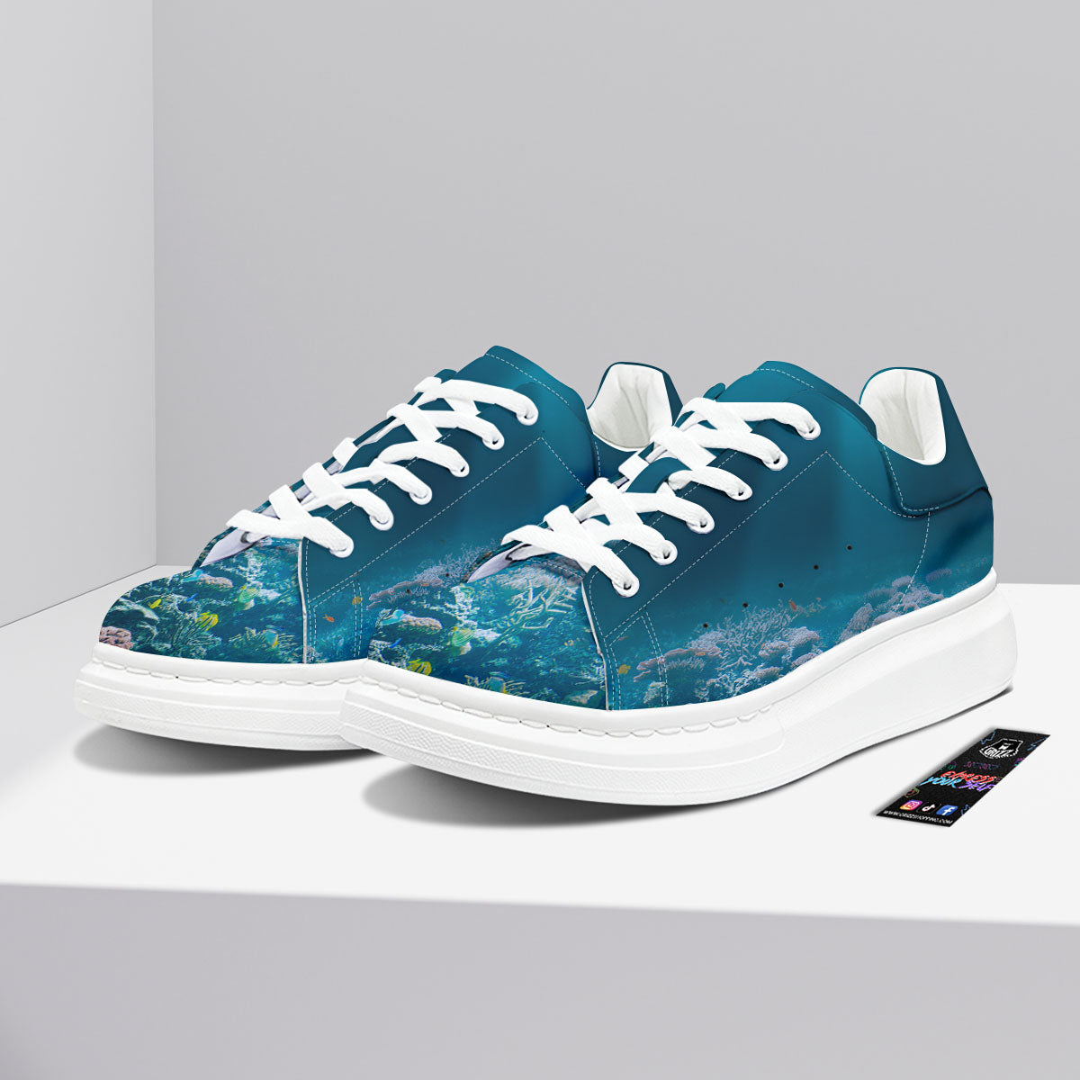 Underwater Ocean Print Platform Shoes-grizzshop