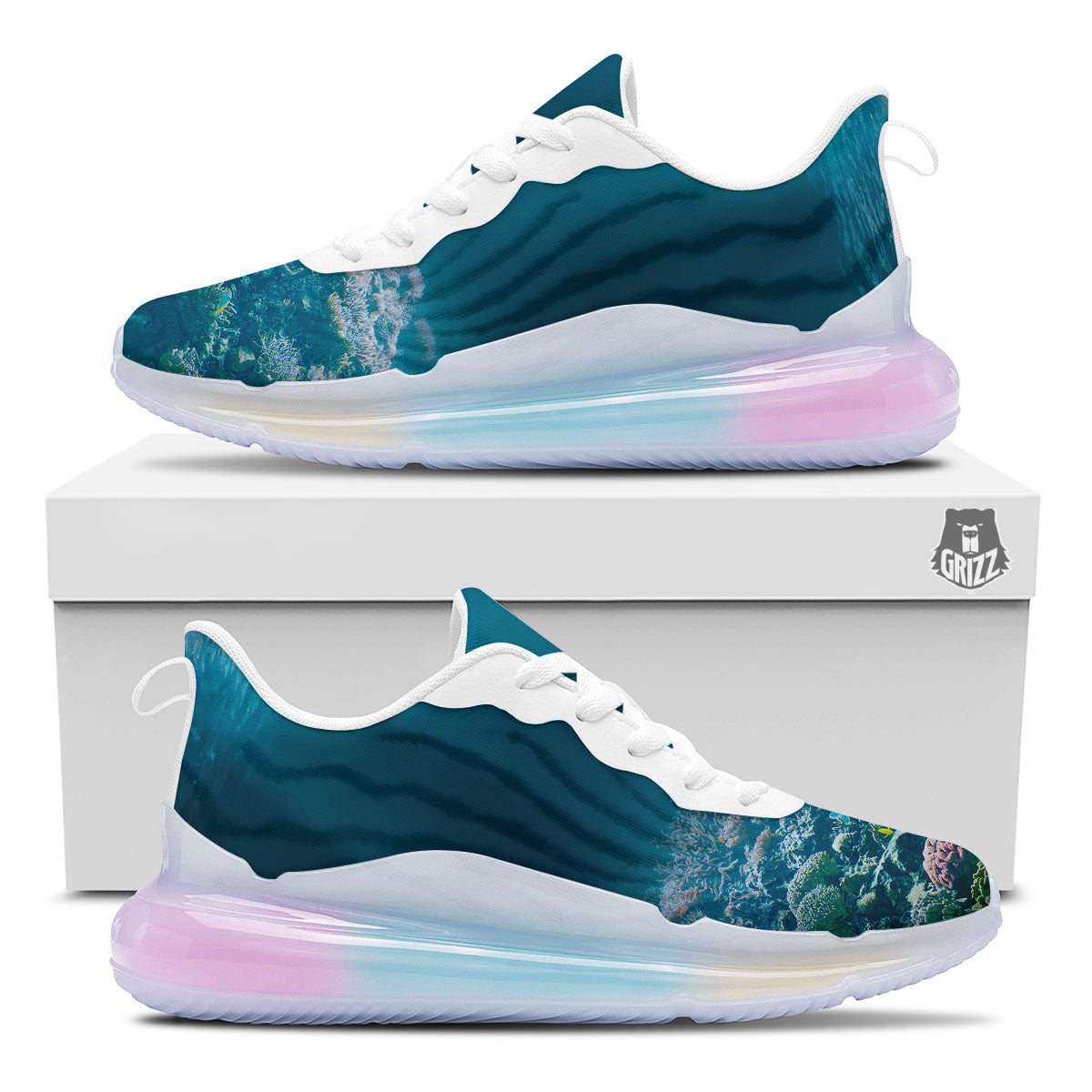Underwater Ocean Print Running Sneakers-grizzshop