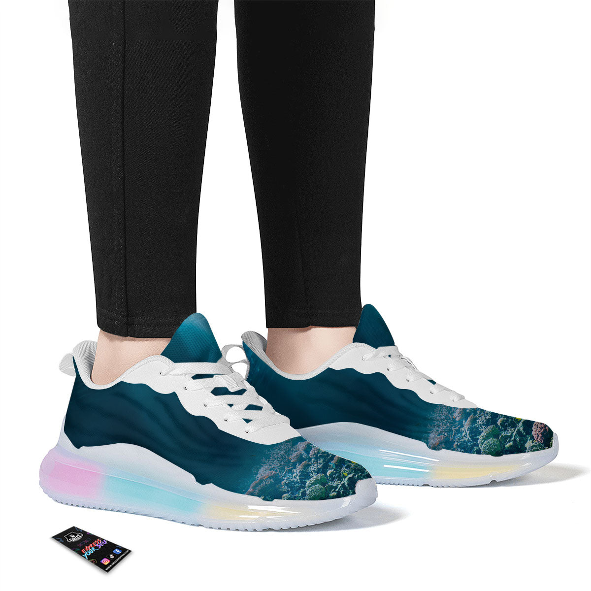 Underwater Ocean Print Running Sneakers-grizzshop