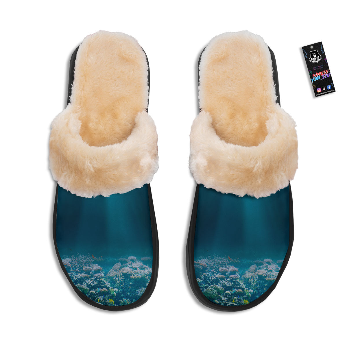 Underwater Ocean Print Slippers-grizzshop