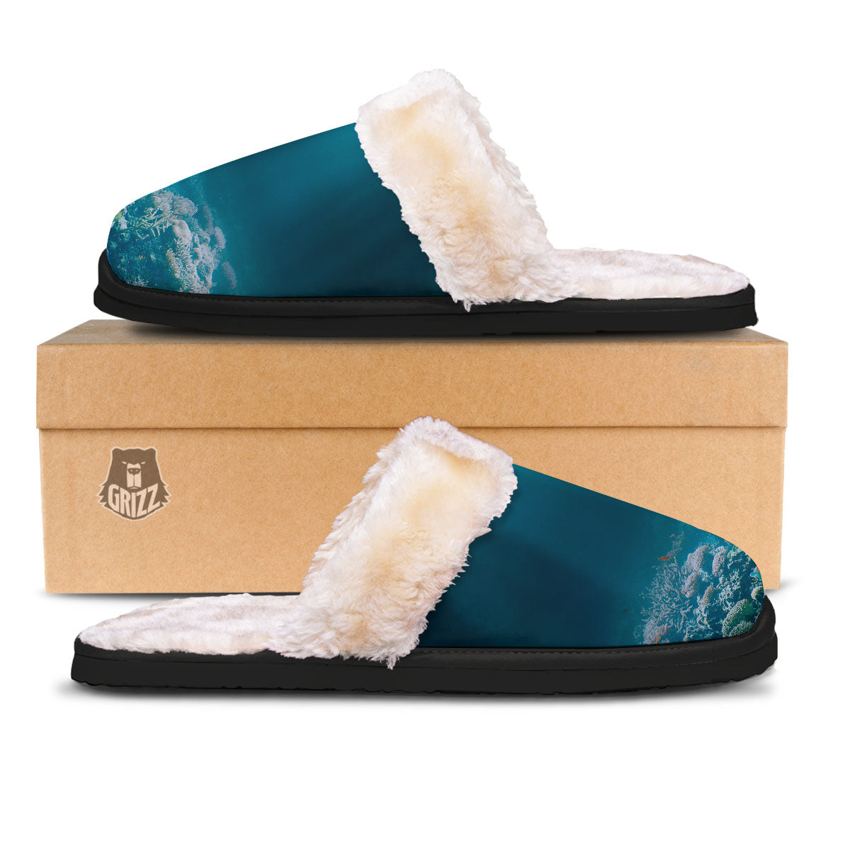 Underwater Ocean Print Slippers-grizzshop