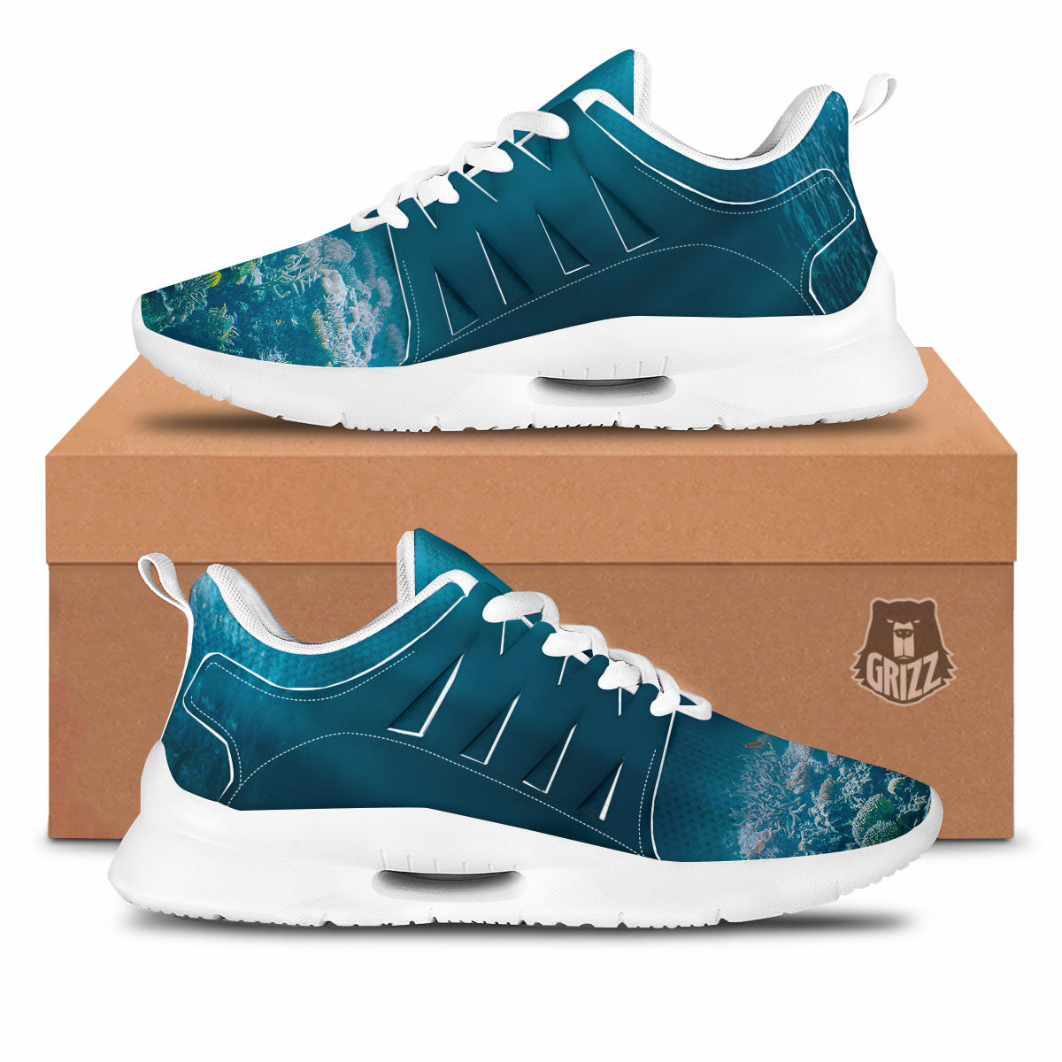 Underwater Ocean Print Tennis Shoes-grizzshop