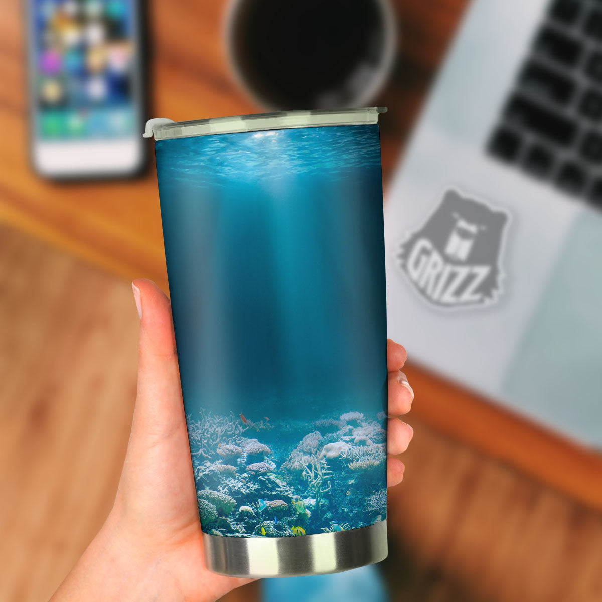 Underwater Ocean Print Tumbler-grizzshop