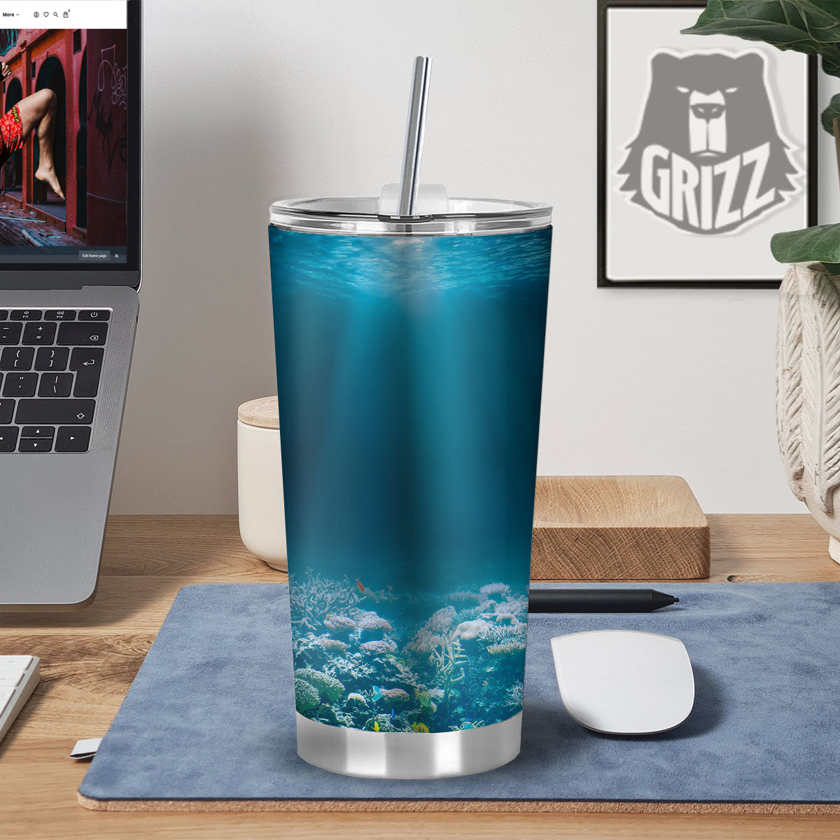 Underwater Ocean Print Tumbler-grizzshop