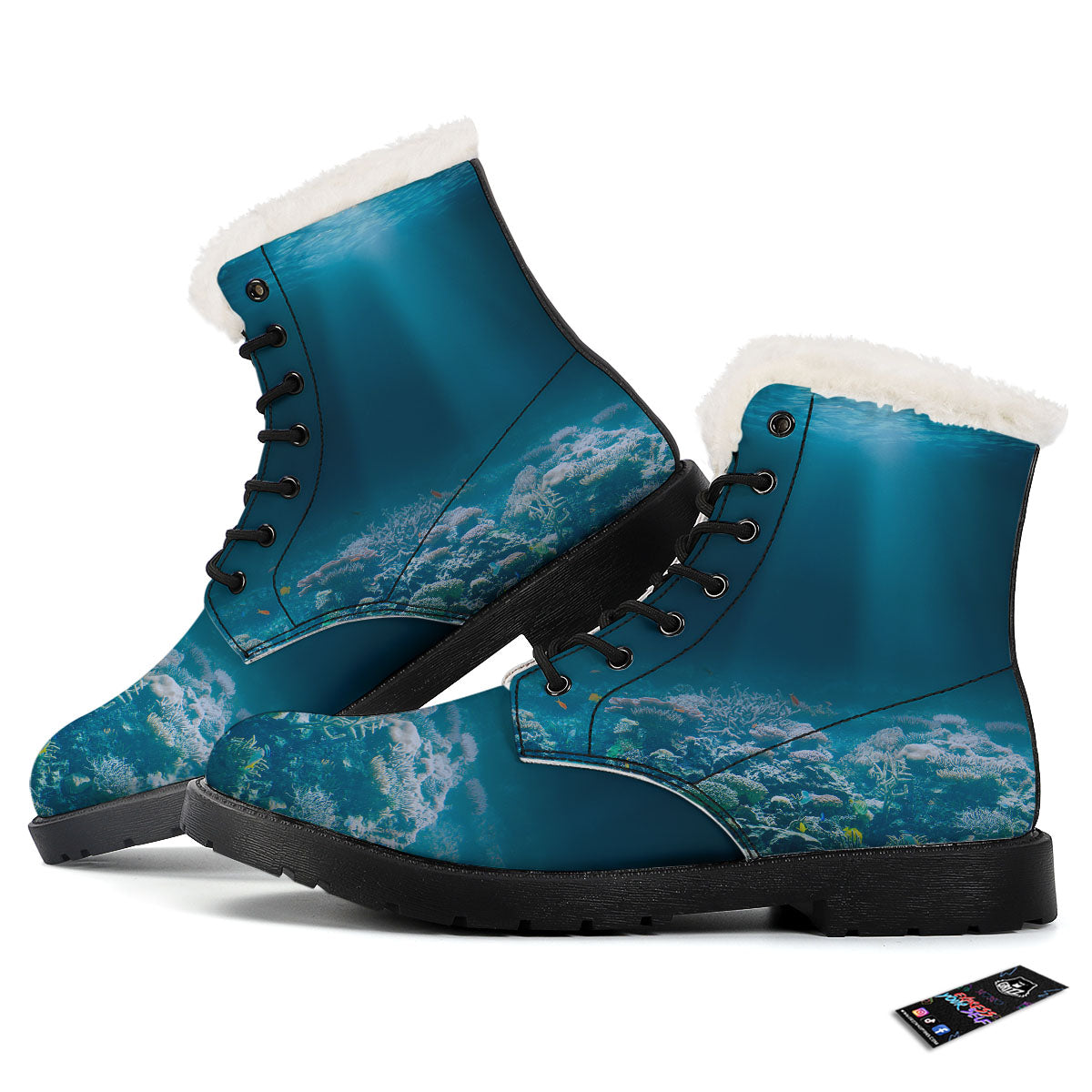 Underwater Ocean Print Winter Boots-grizzshop