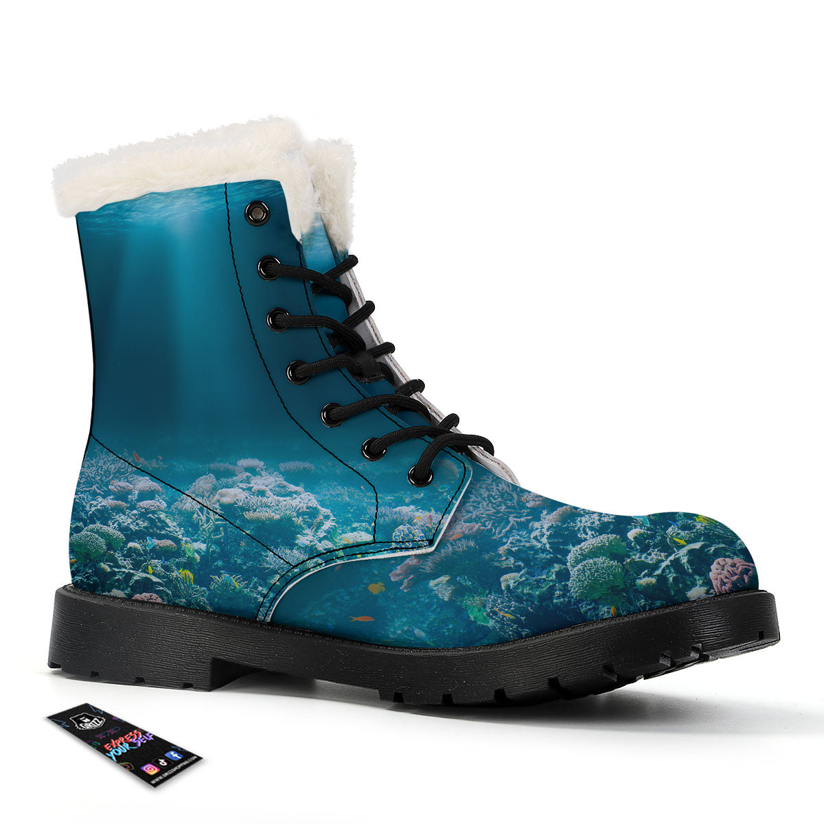 Underwater Ocean Print Winter Boots-grizzshop