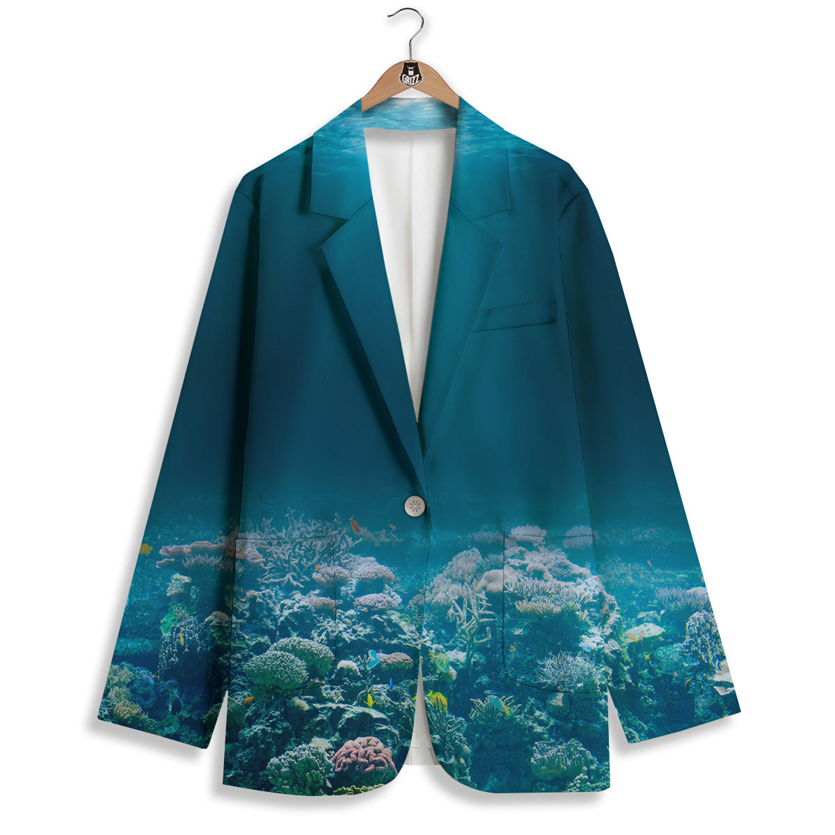 Underwater Ocean Print Women's Blazer-grizzshop