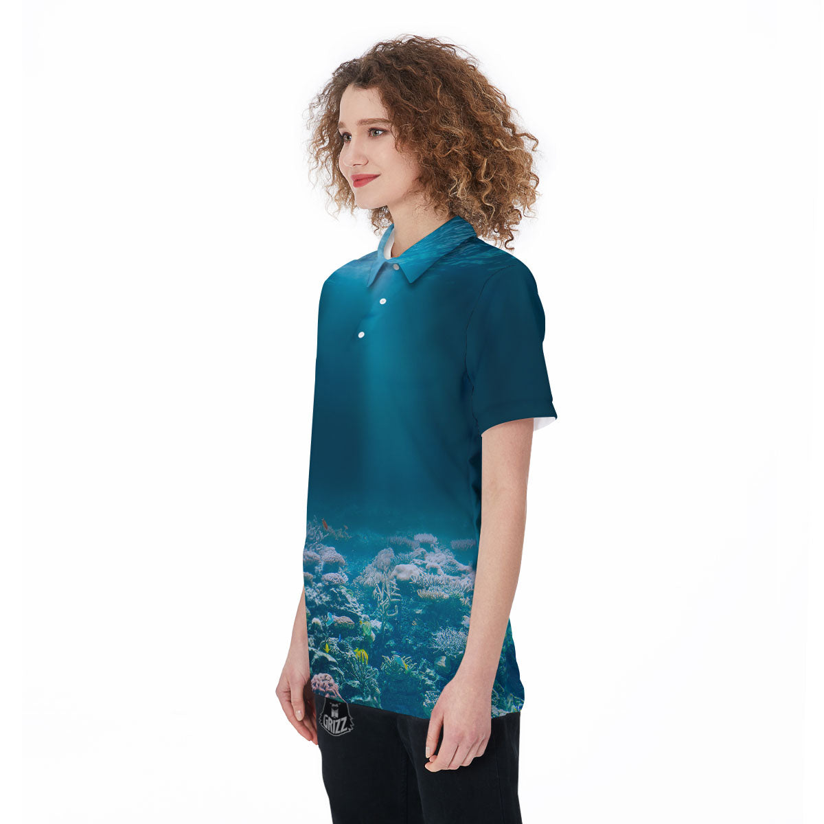 Underwater Ocean Print Women's Golf Shirts-grizzshop