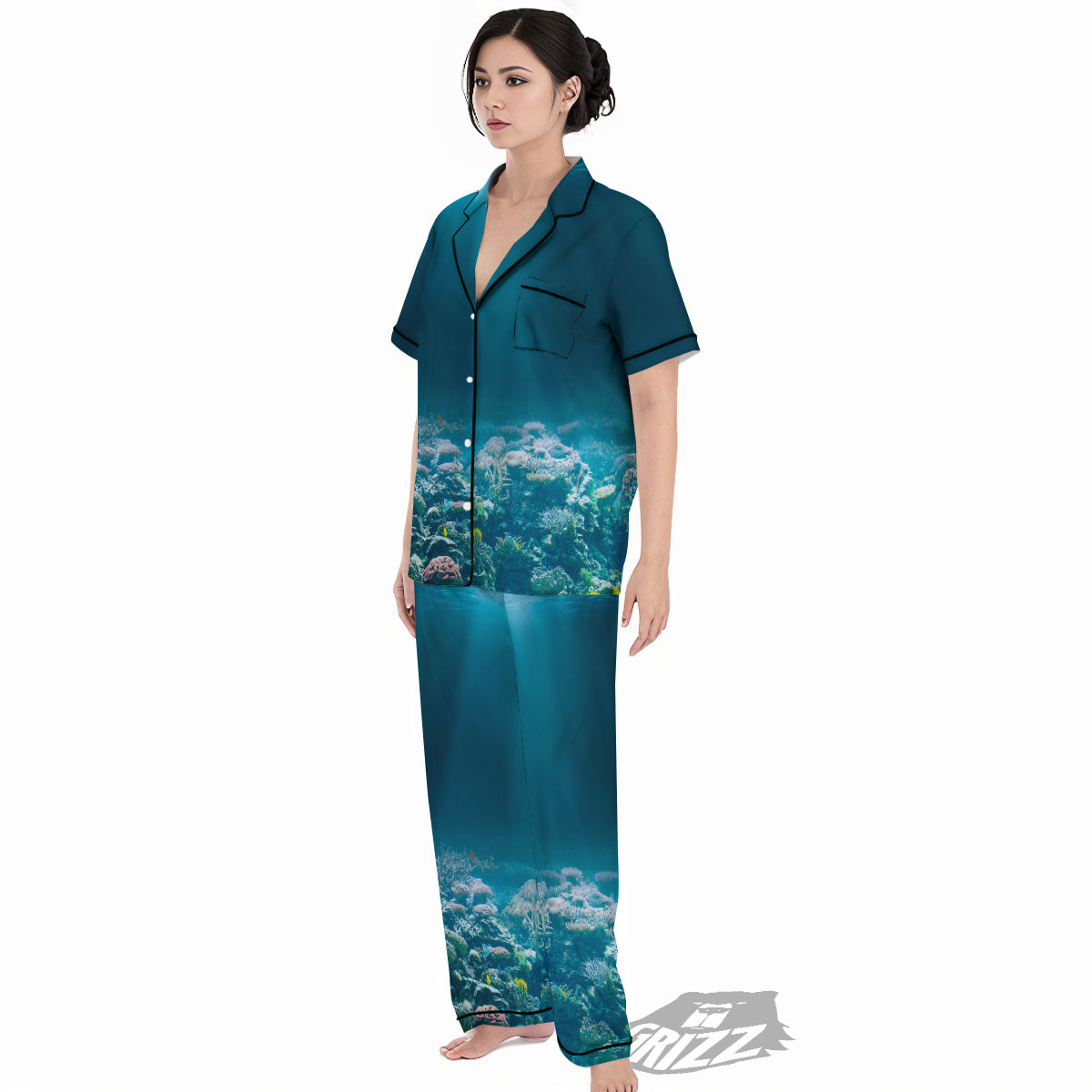 Underwater Ocean Print Women's Pajamas Set-grizzshop