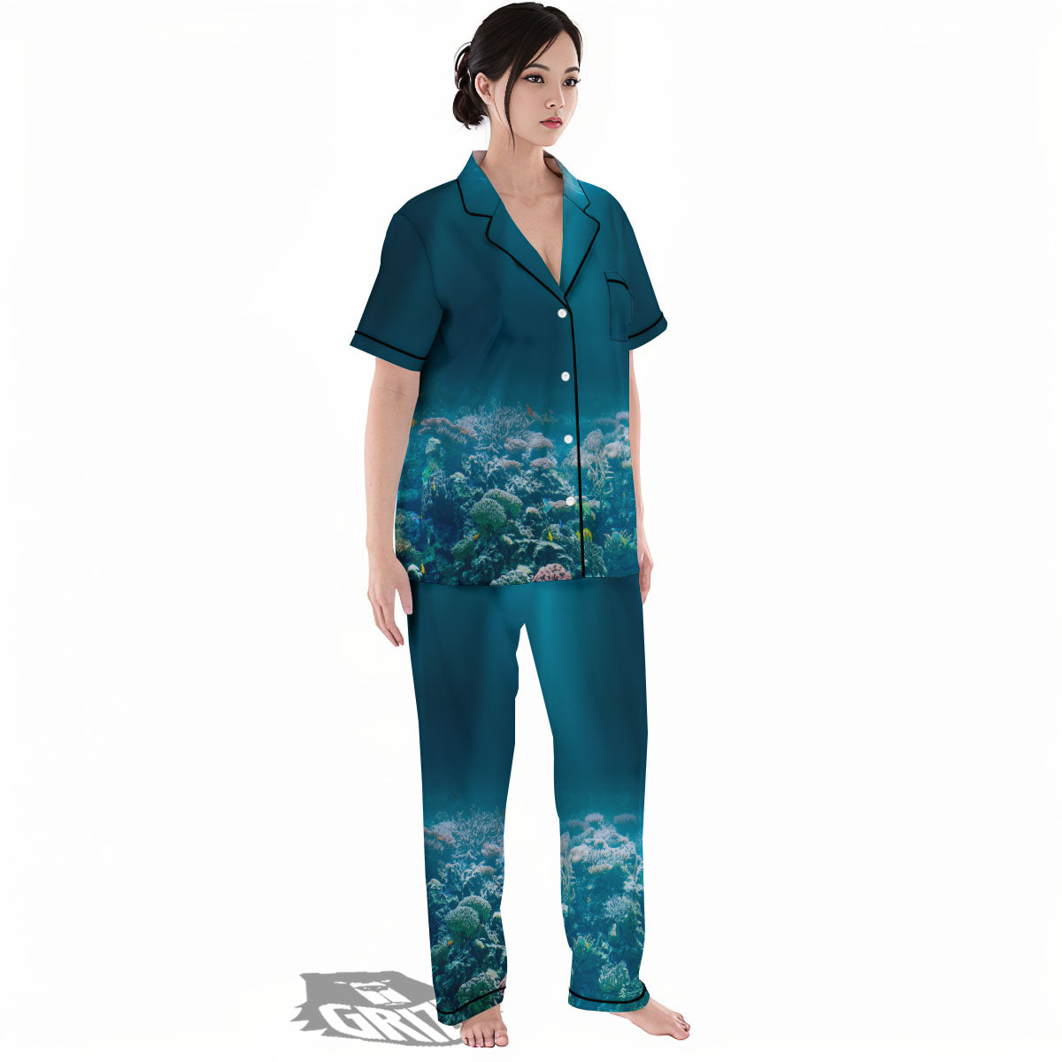 Underwater Ocean Print Women's Pajamas Set-grizzshop
