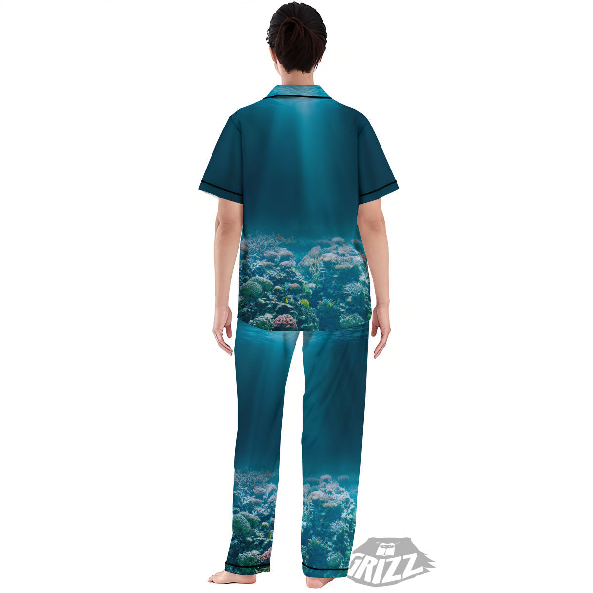 Underwater Ocean Print Women's Pajamas Set-grizzshop