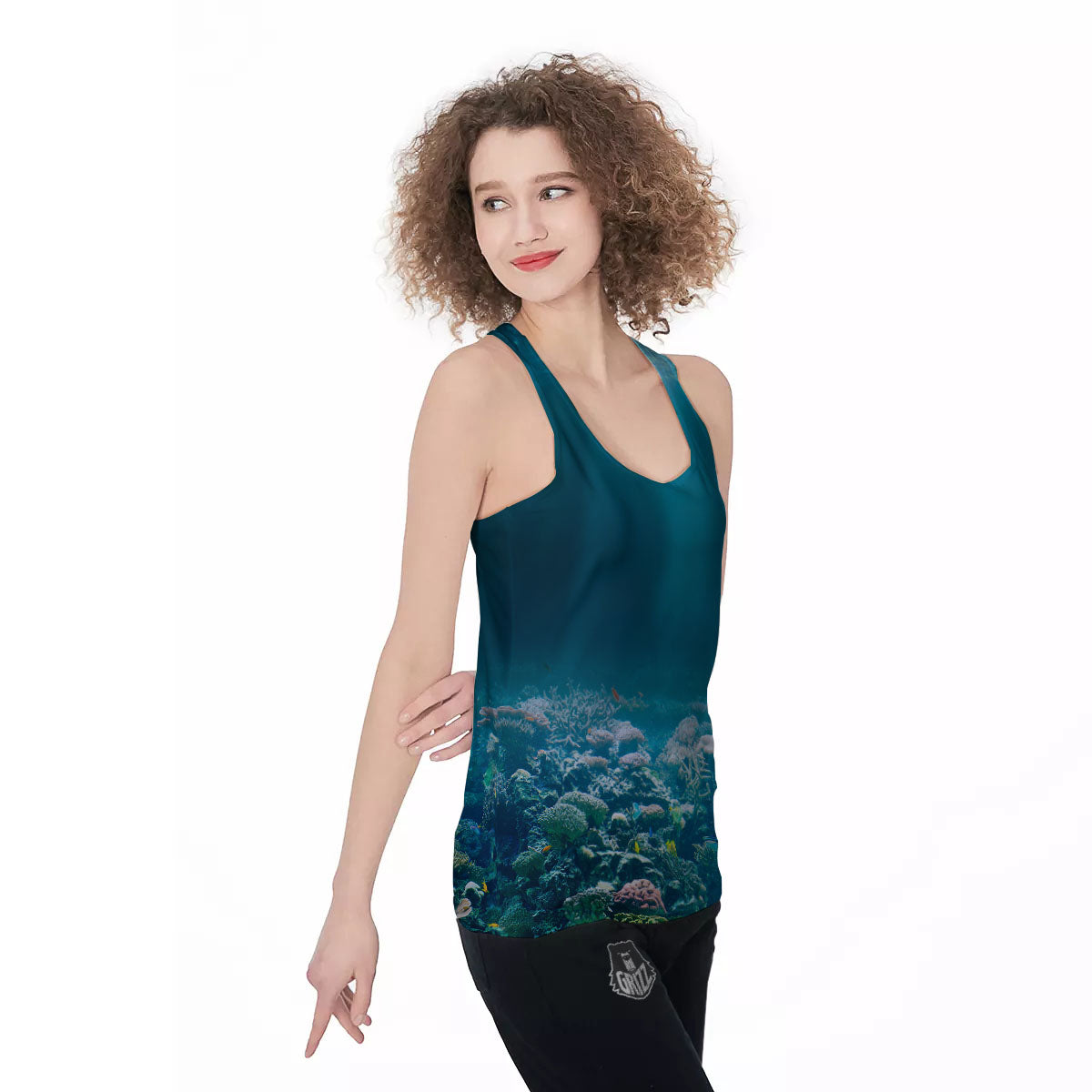 Underwater Ocean Print Women's Racerback Tank Top-grizzshop