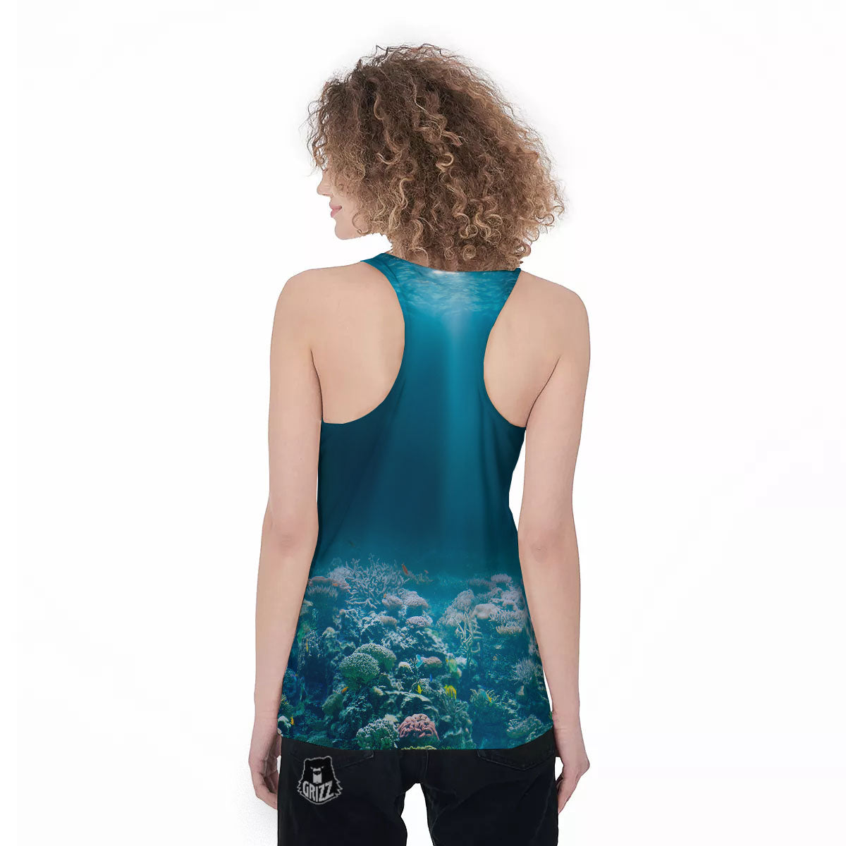 Underwater Ocean Print Women's Racerback Tank Top-grizzshop