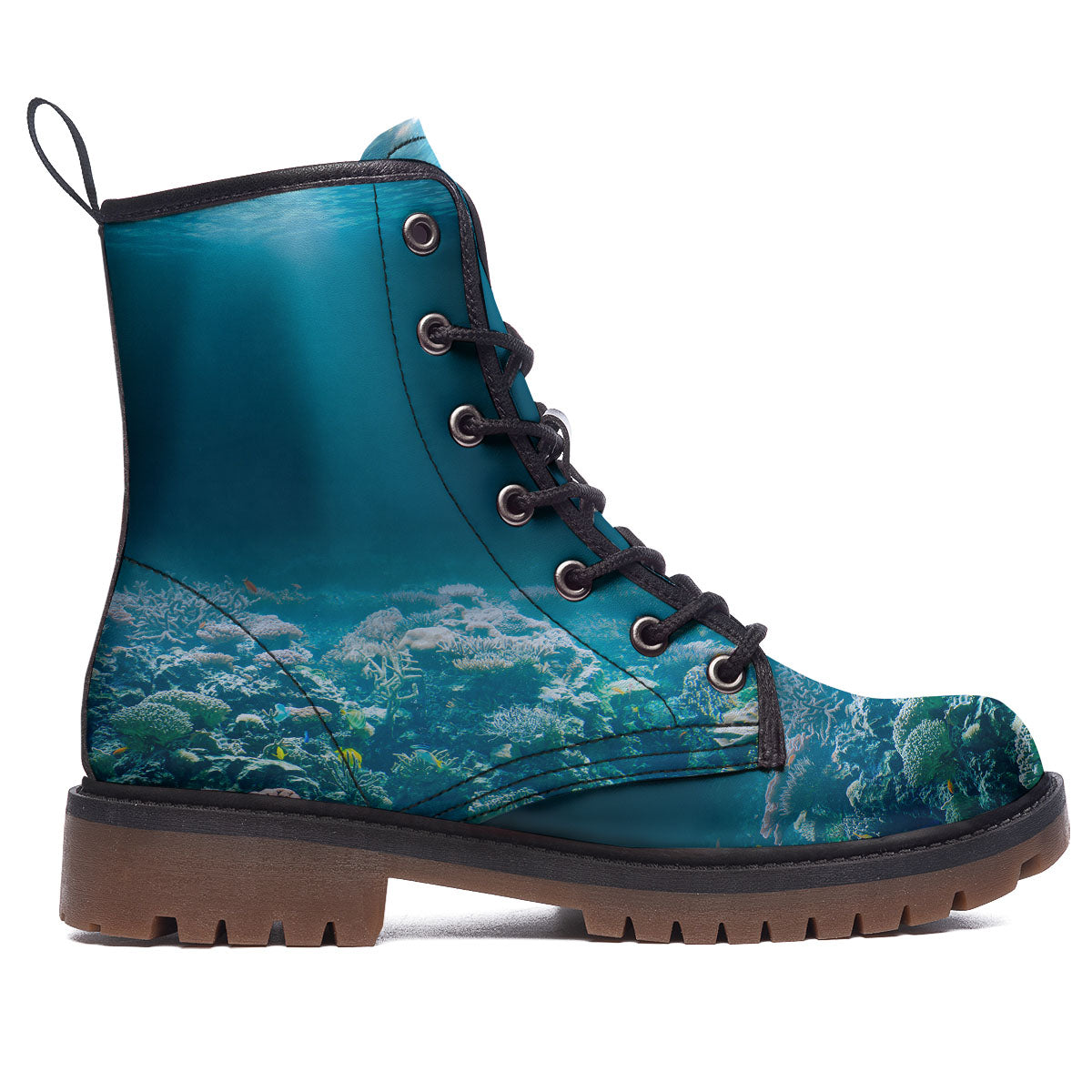 Underwater Ocean Print Work Boots-grizzshop
