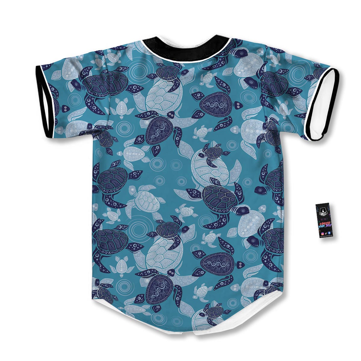 Underwater Sea Turtle Family Print Pattern Baseball Jersey-grizzshop