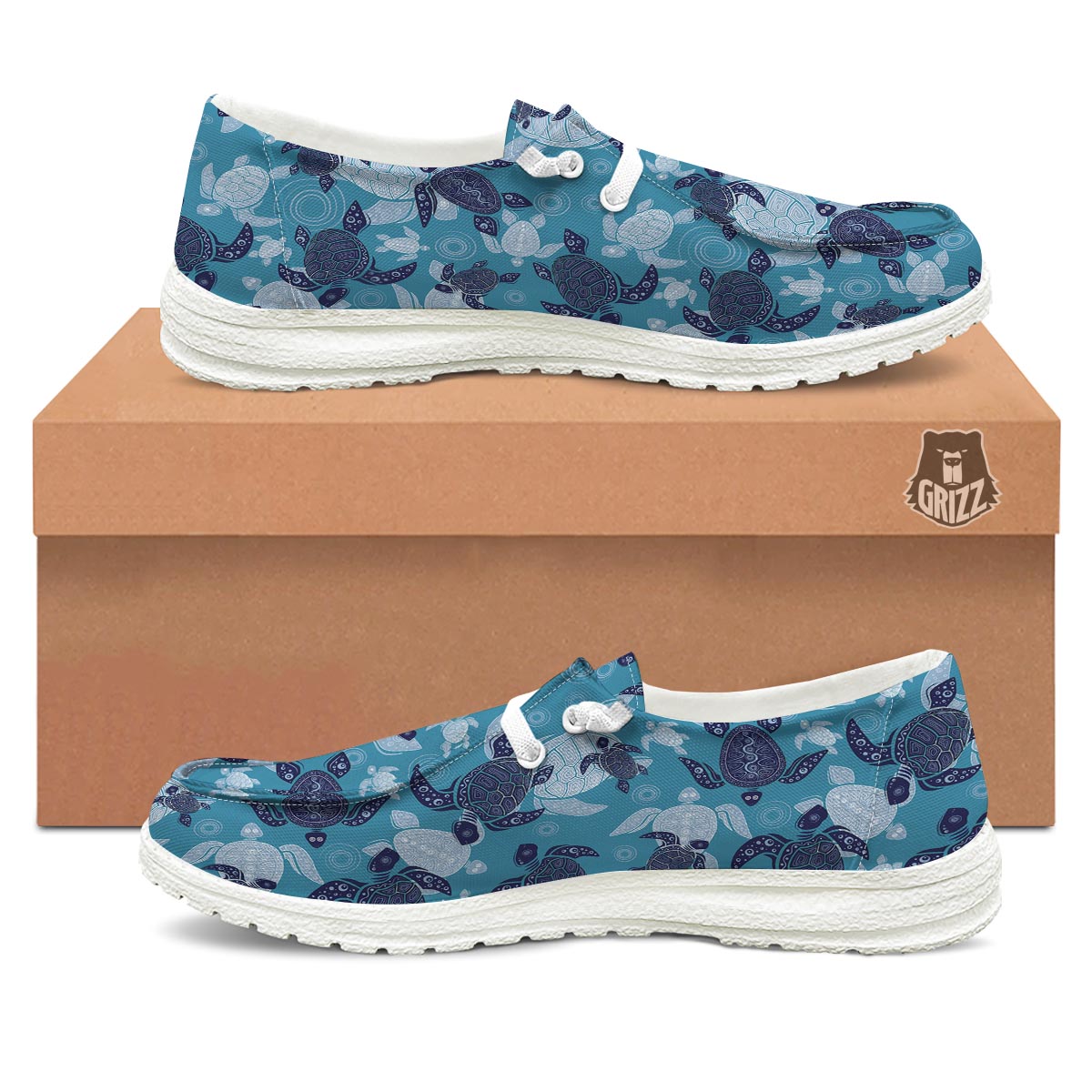 Underwater Sea Turtle Family Print Pattern Black Loafers-grizzshop
