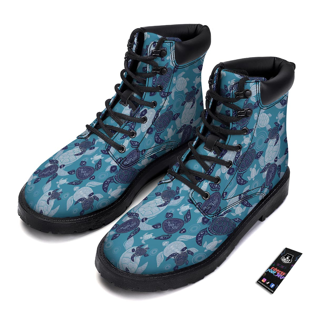 Underwater Sea Turtle Family Print Pattern Boots-grizzshop