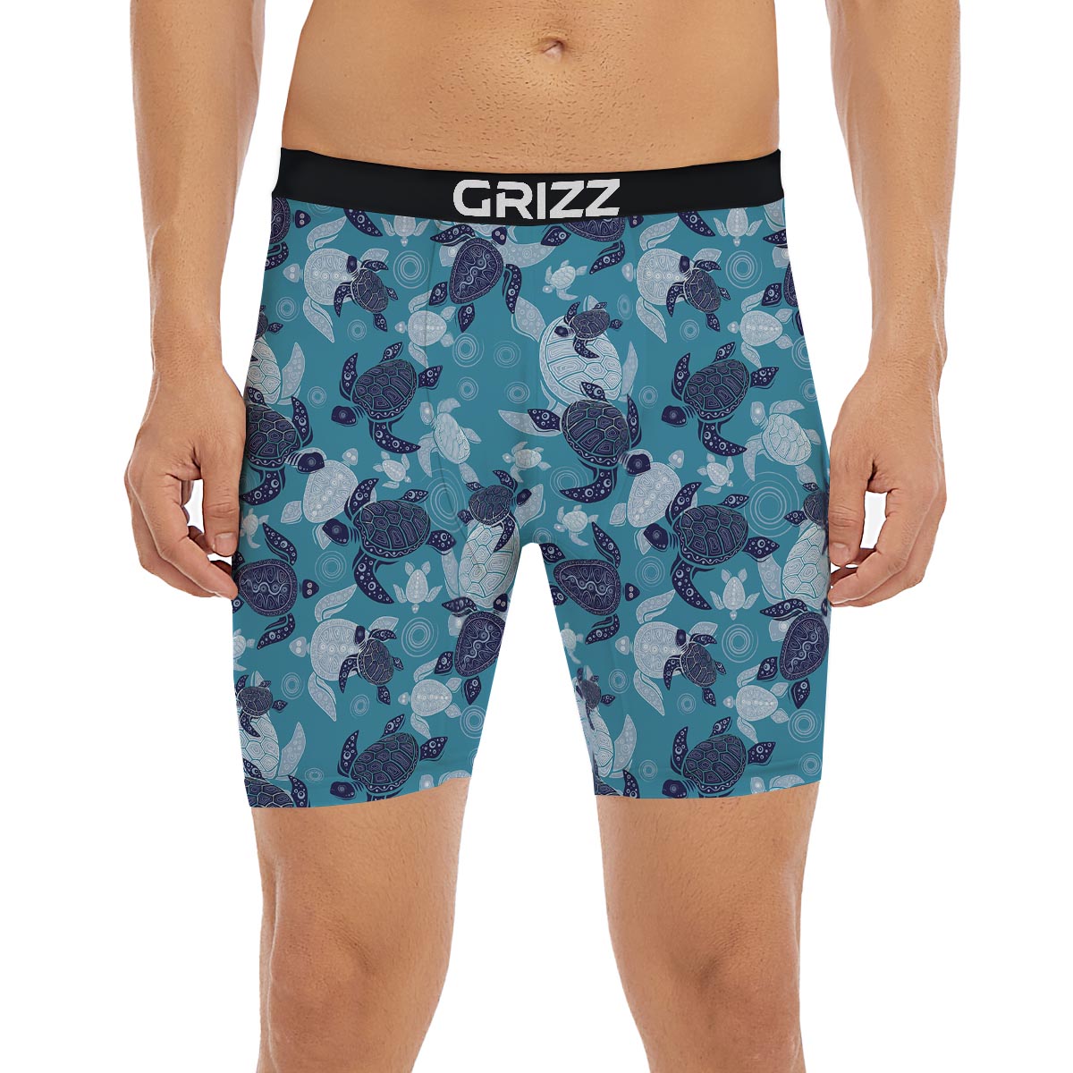 Underwater Sea Turtle Family Print Pattern Boxer Briefs-grizzshop